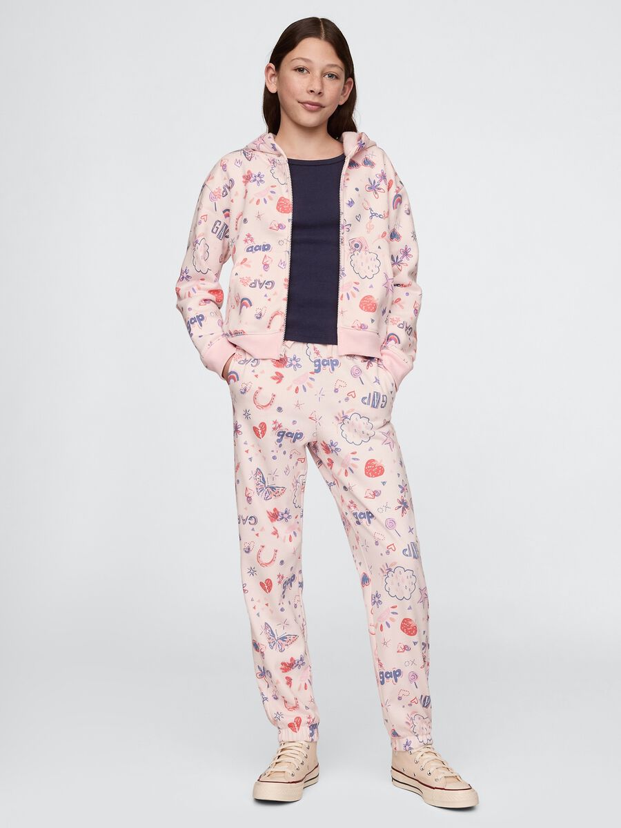 Joggers rosa con coulisse e stampa all-over Bambina_0