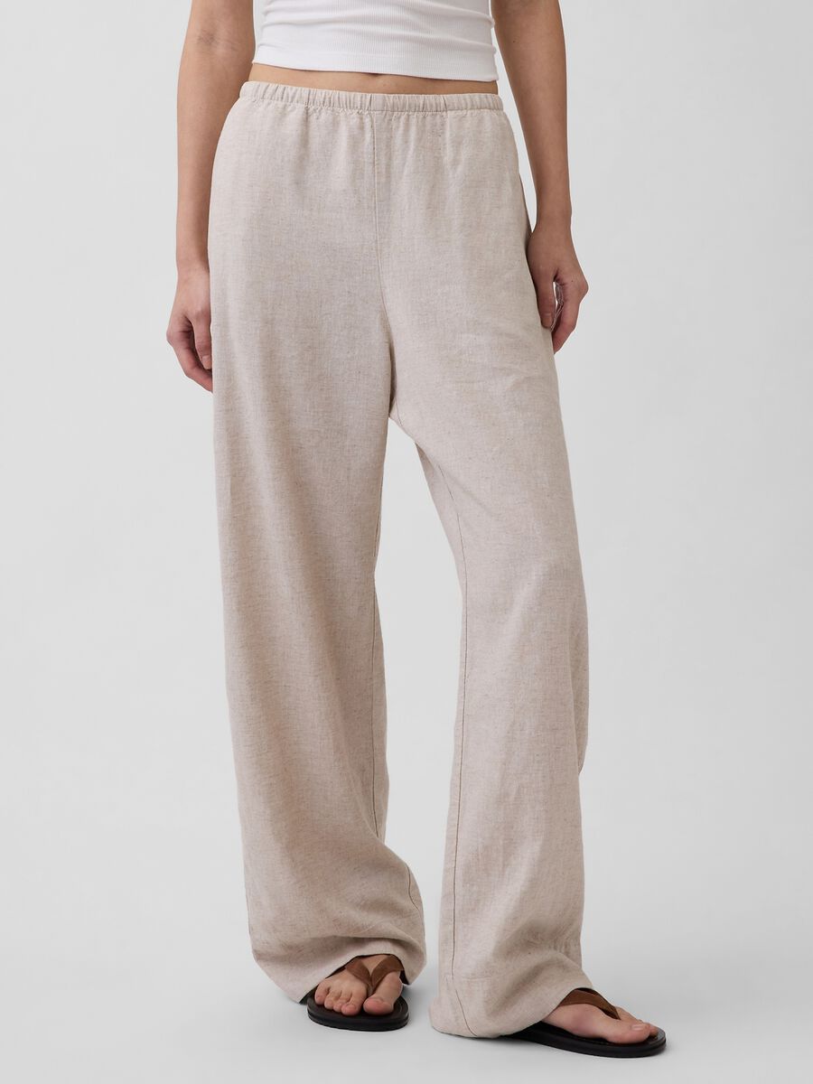 Pantaloni in misto lino Donna_1