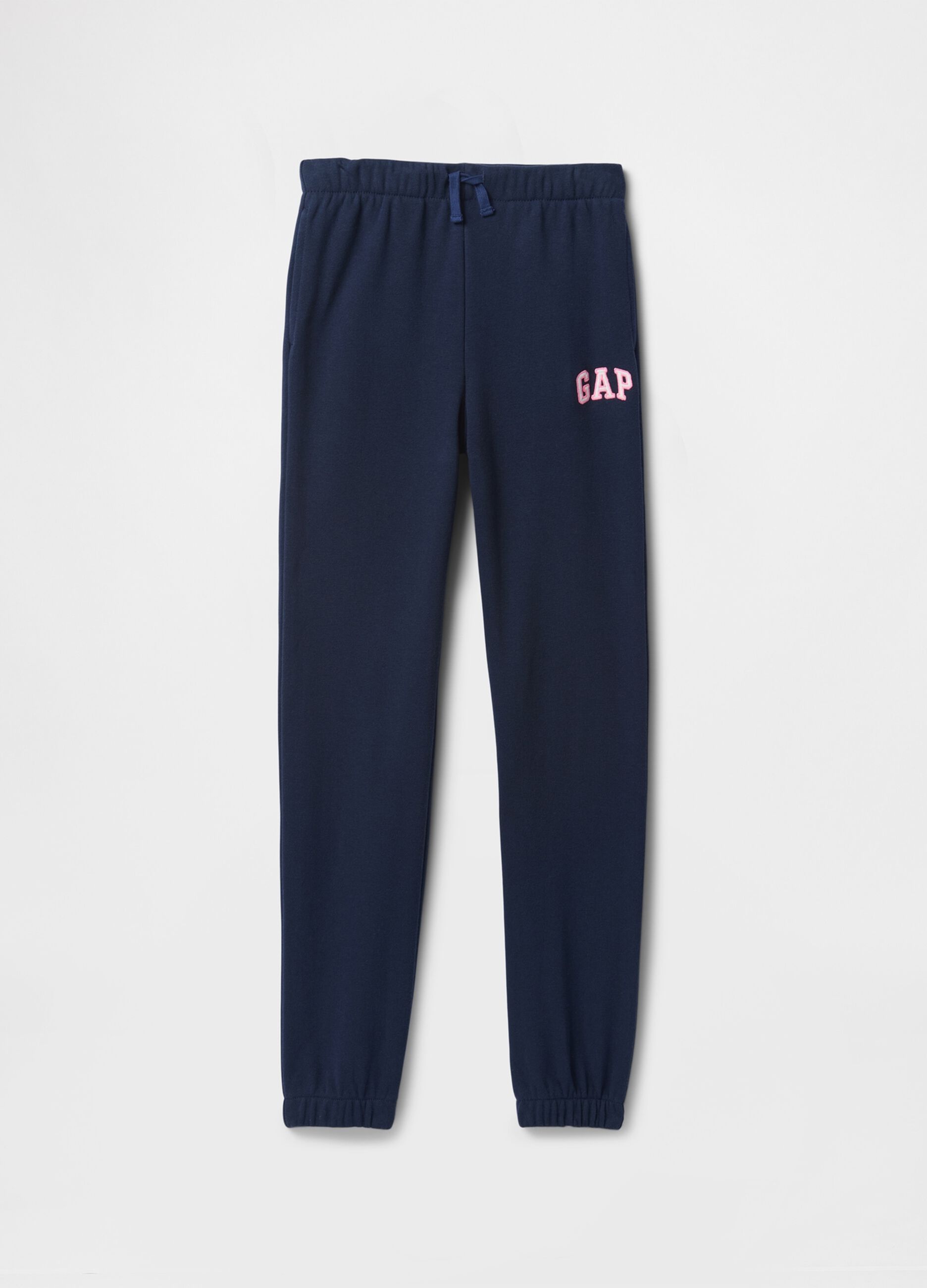 Girls' regular fit cotton-blend blue jogger trousers