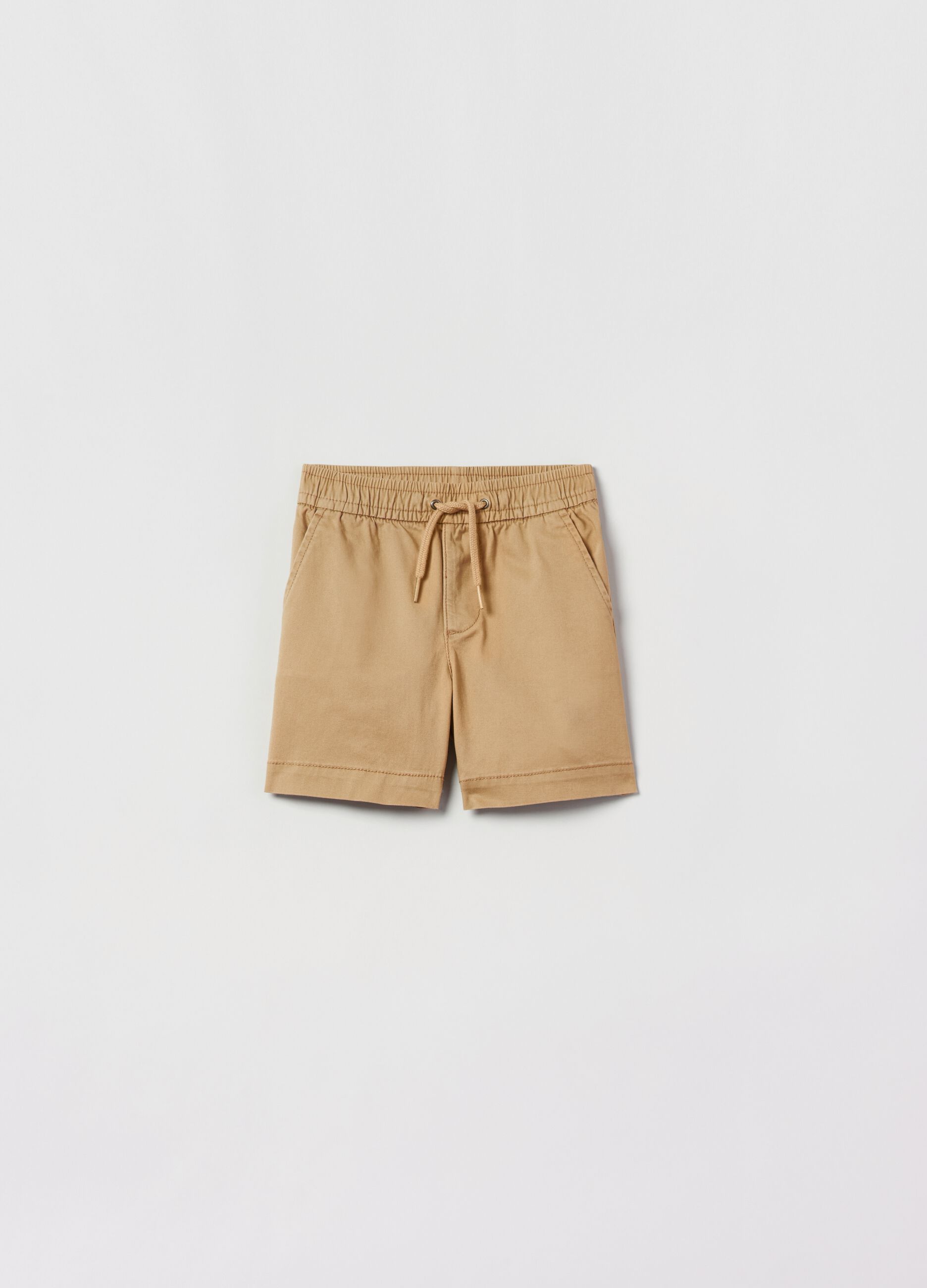 Shorts in cotone stretch con coulisse 