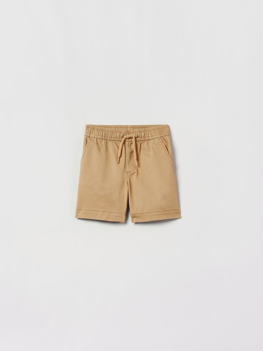 Stretch cotton shorts with drawstring Newborn Boy_0