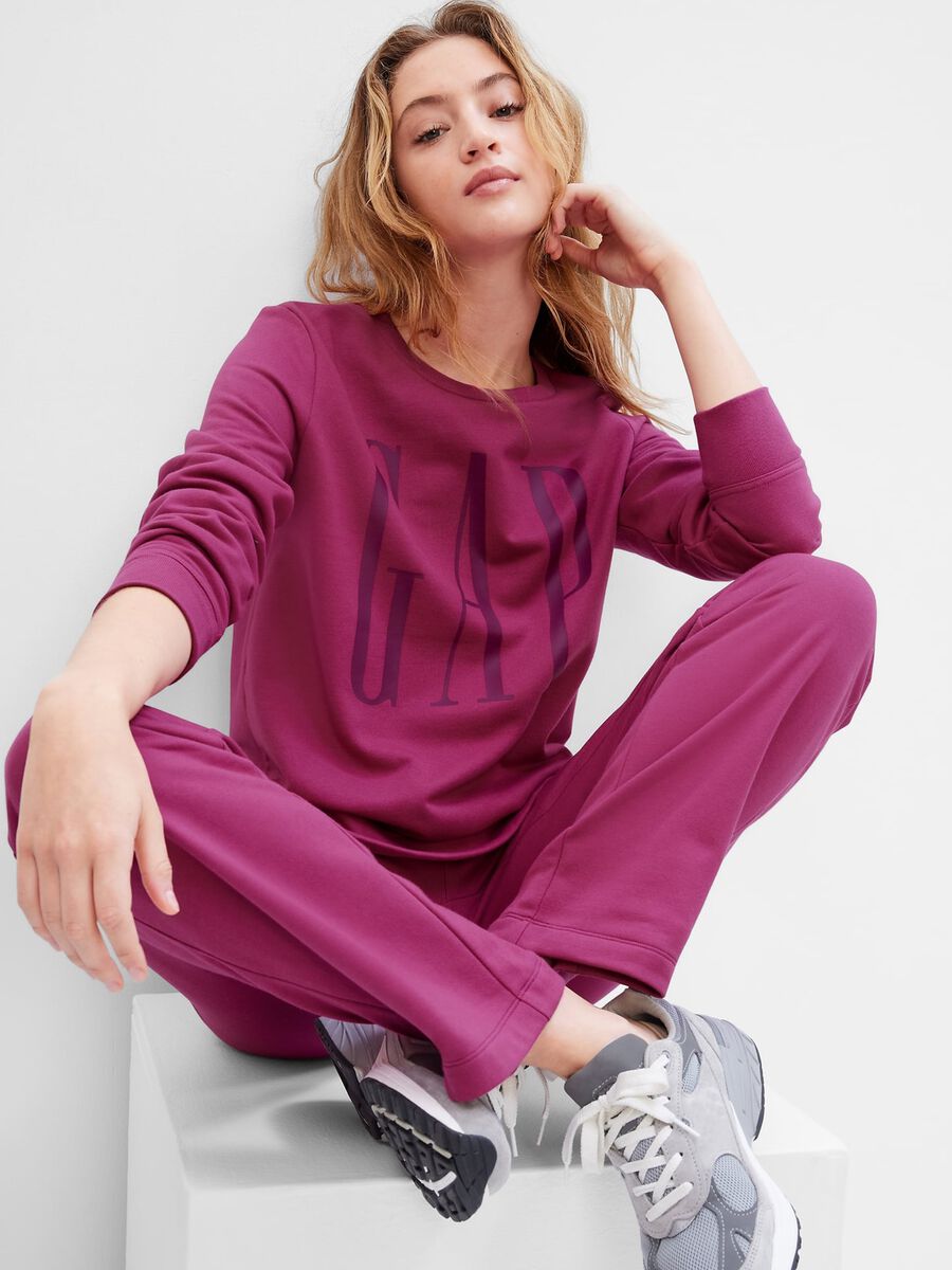 Felpa girocollo con stampa logo in foil Donna_0