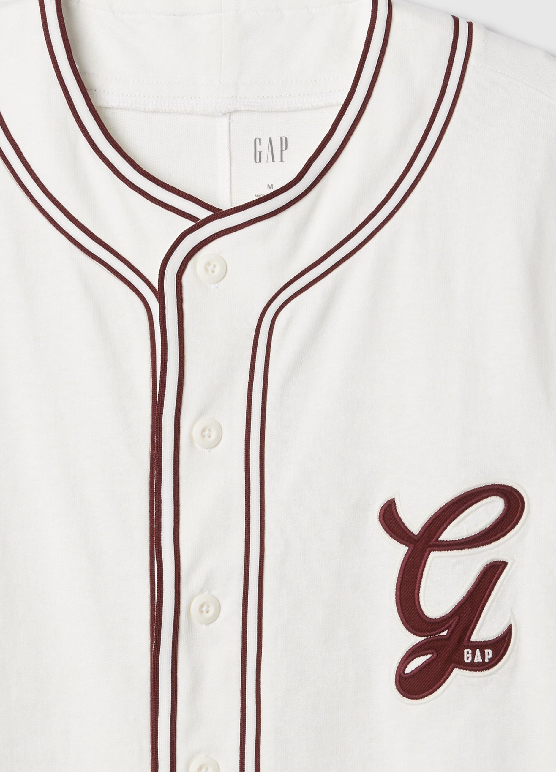 T-shirt da baseball in cotone con ricamo logo_4