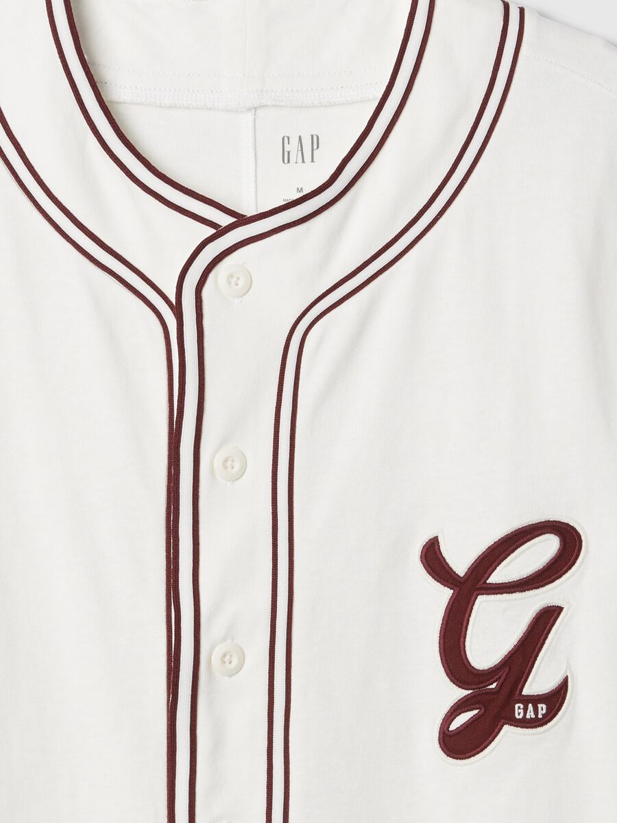 T-shirt da baseball in cotone con ricamo logo Uomo_4