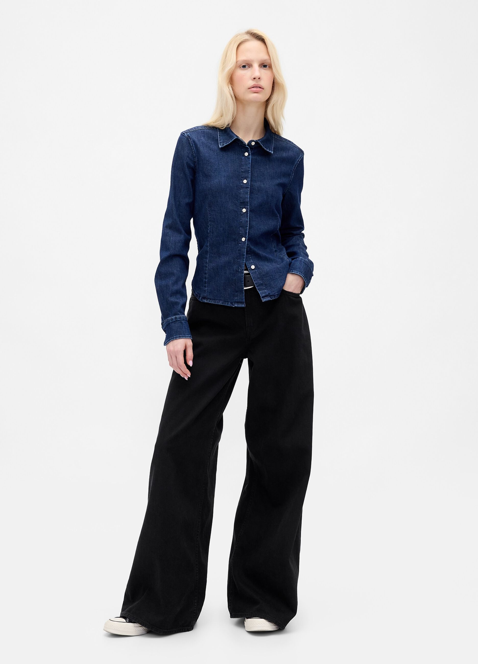 Pantaloni neri in Lyocell e cotone