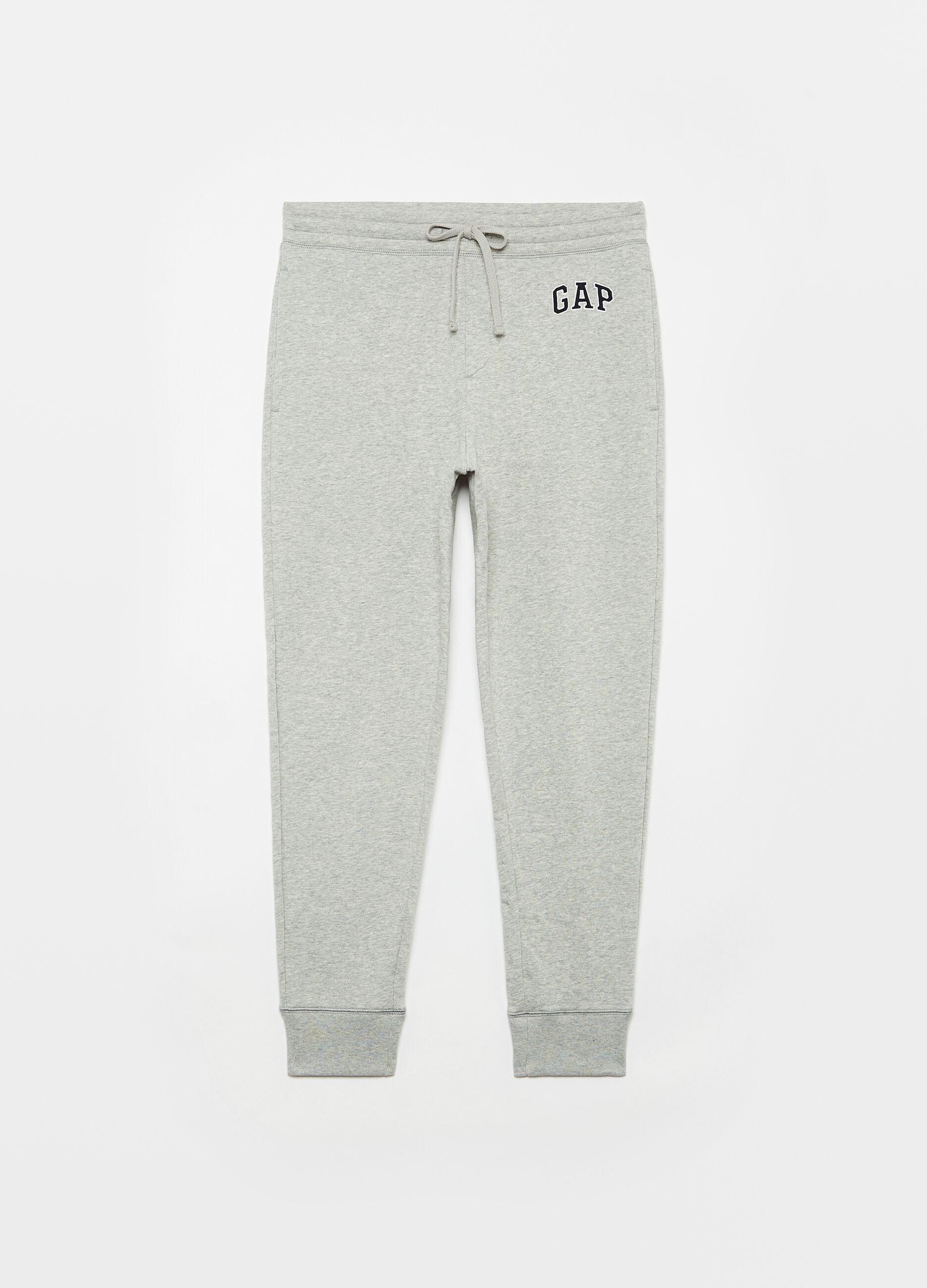 Mélange fleece joggers with logo embroidery_0