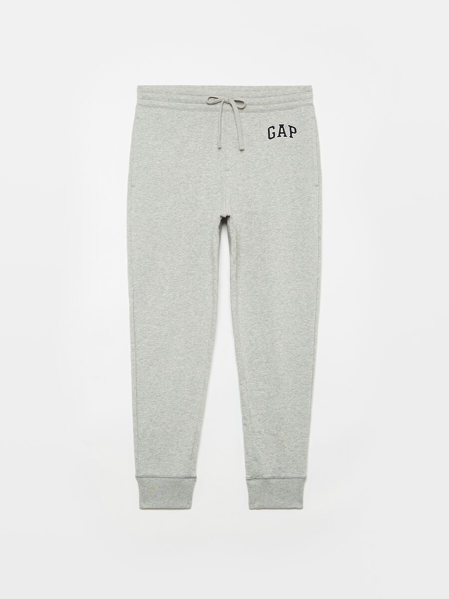 Mélange fleece joggers with logo embroidery Man_0