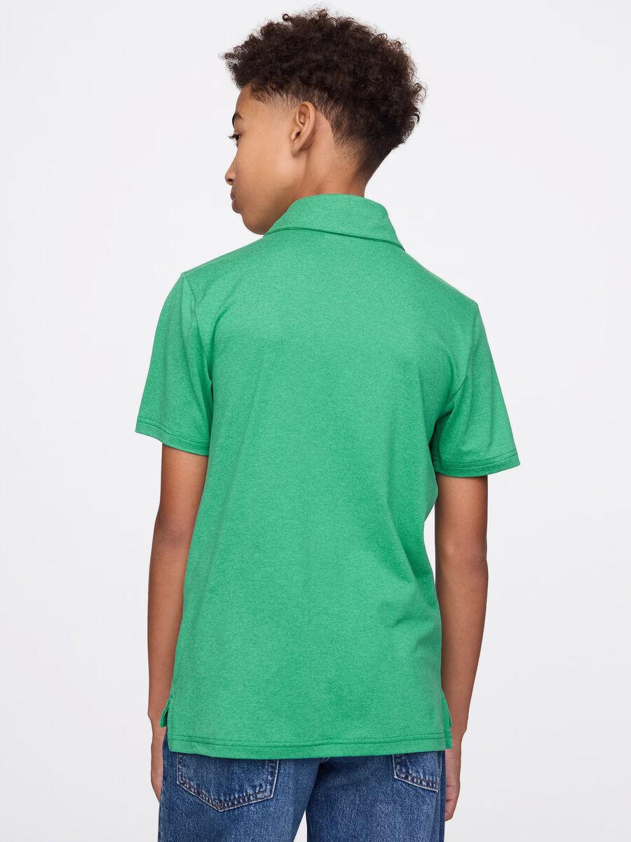 Green polo shirt in stretch fabric Boy_2