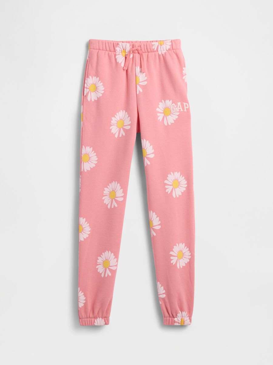 Joggers in misto cotone con logo GAP e stampa floreale Bambina_3