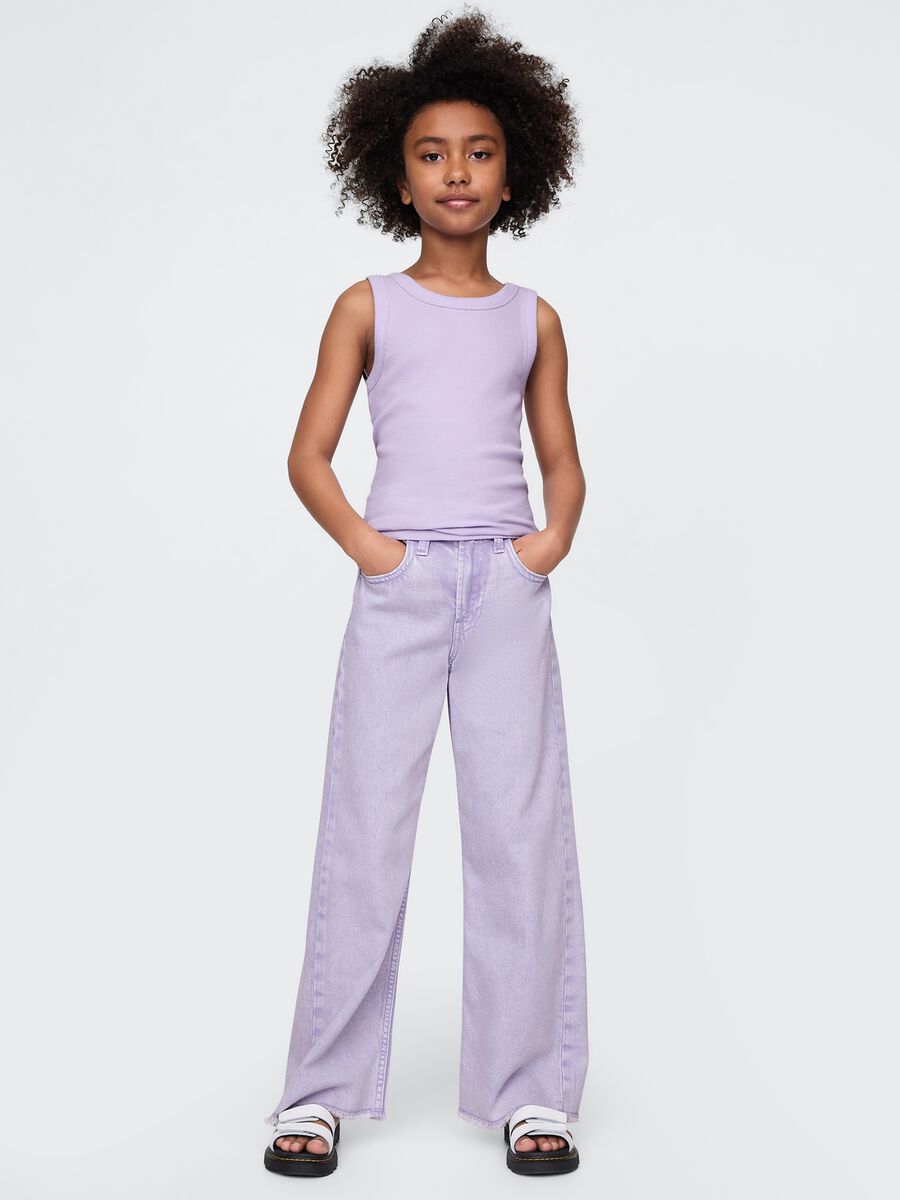 Jeans lilla wide leg in cotone e Lyocell Bambina_0