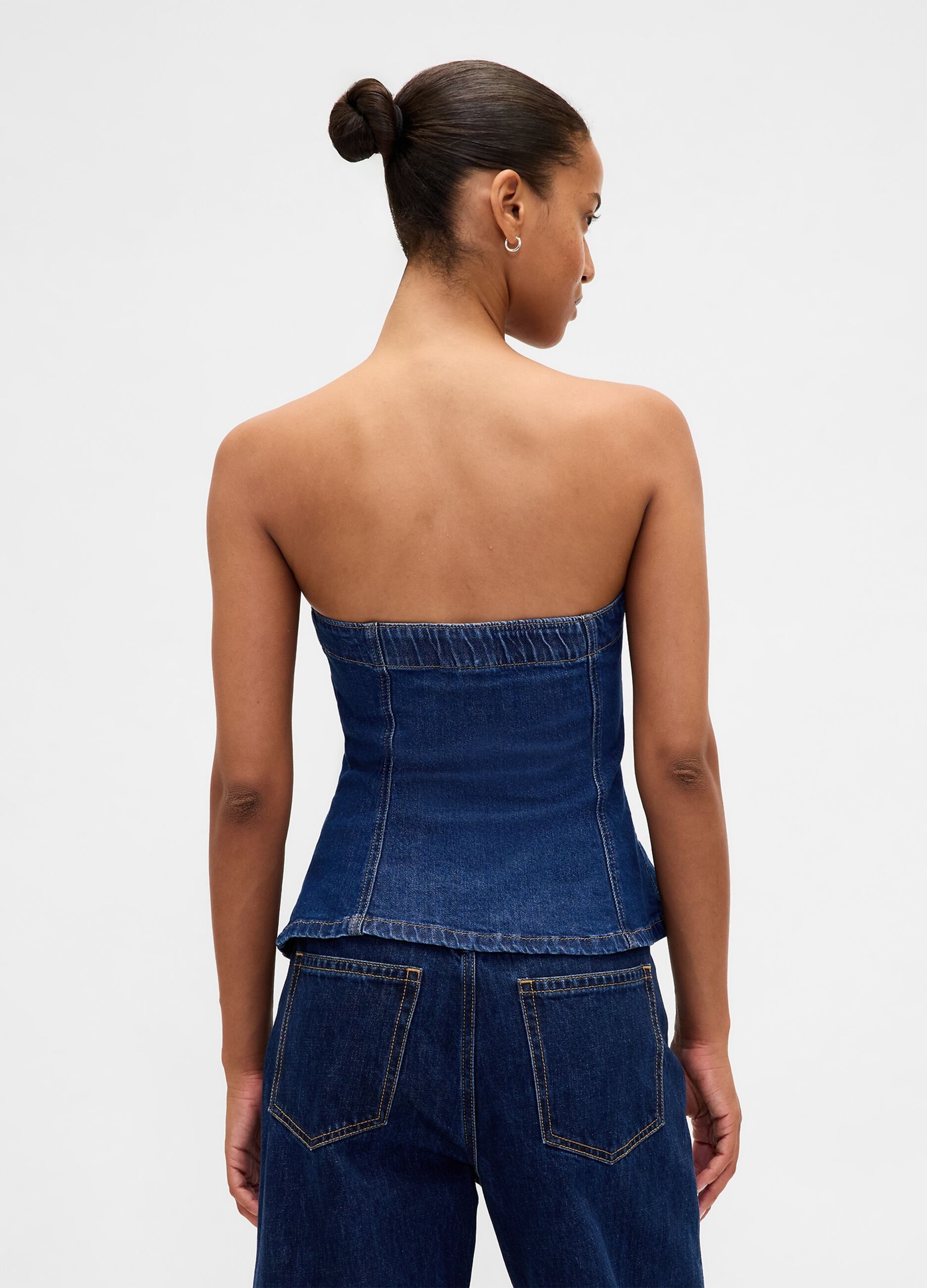 Gilet denim elasticizzato con bottoni_1