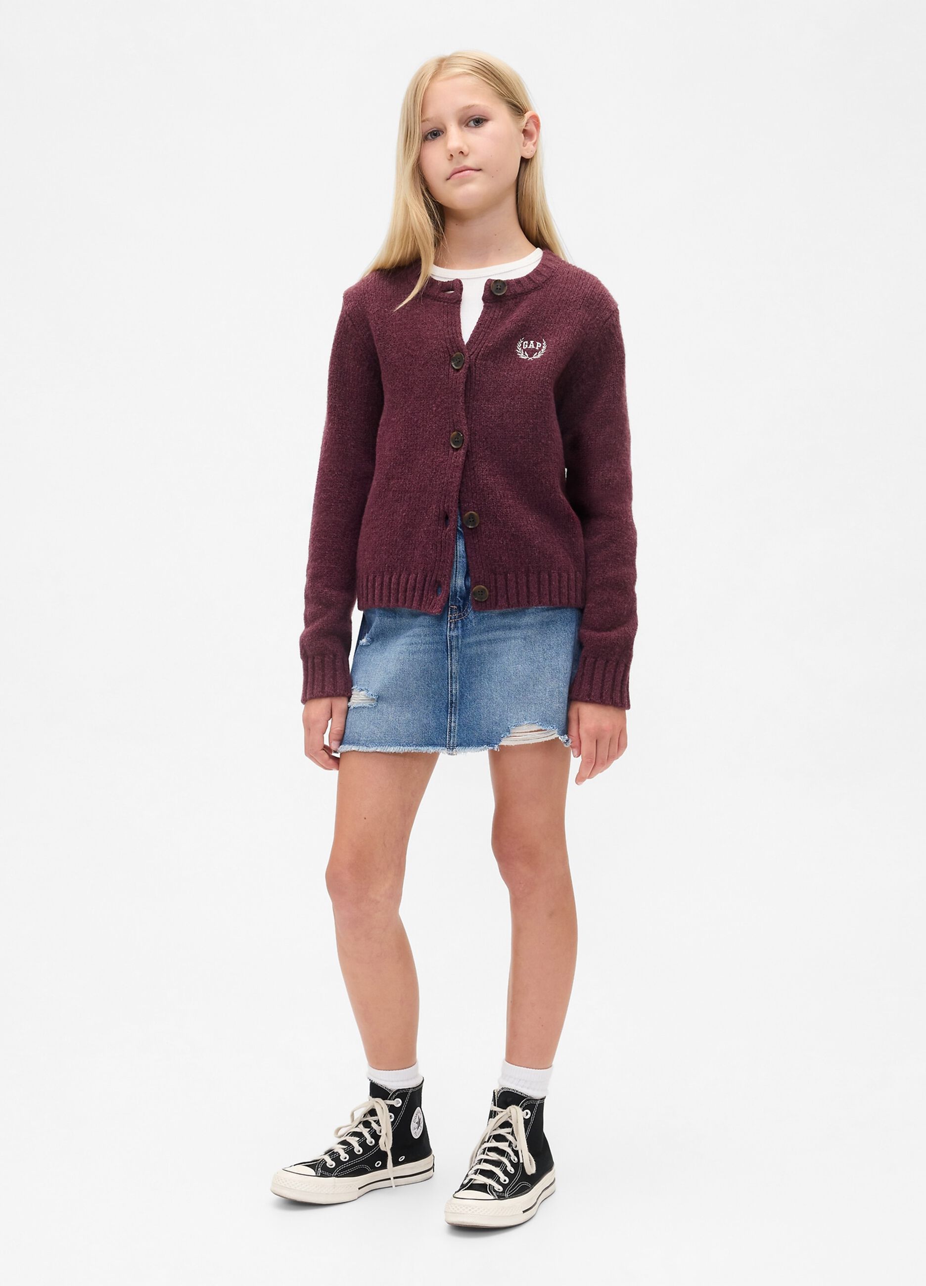 Cardigan viola per bambina in misto cotone