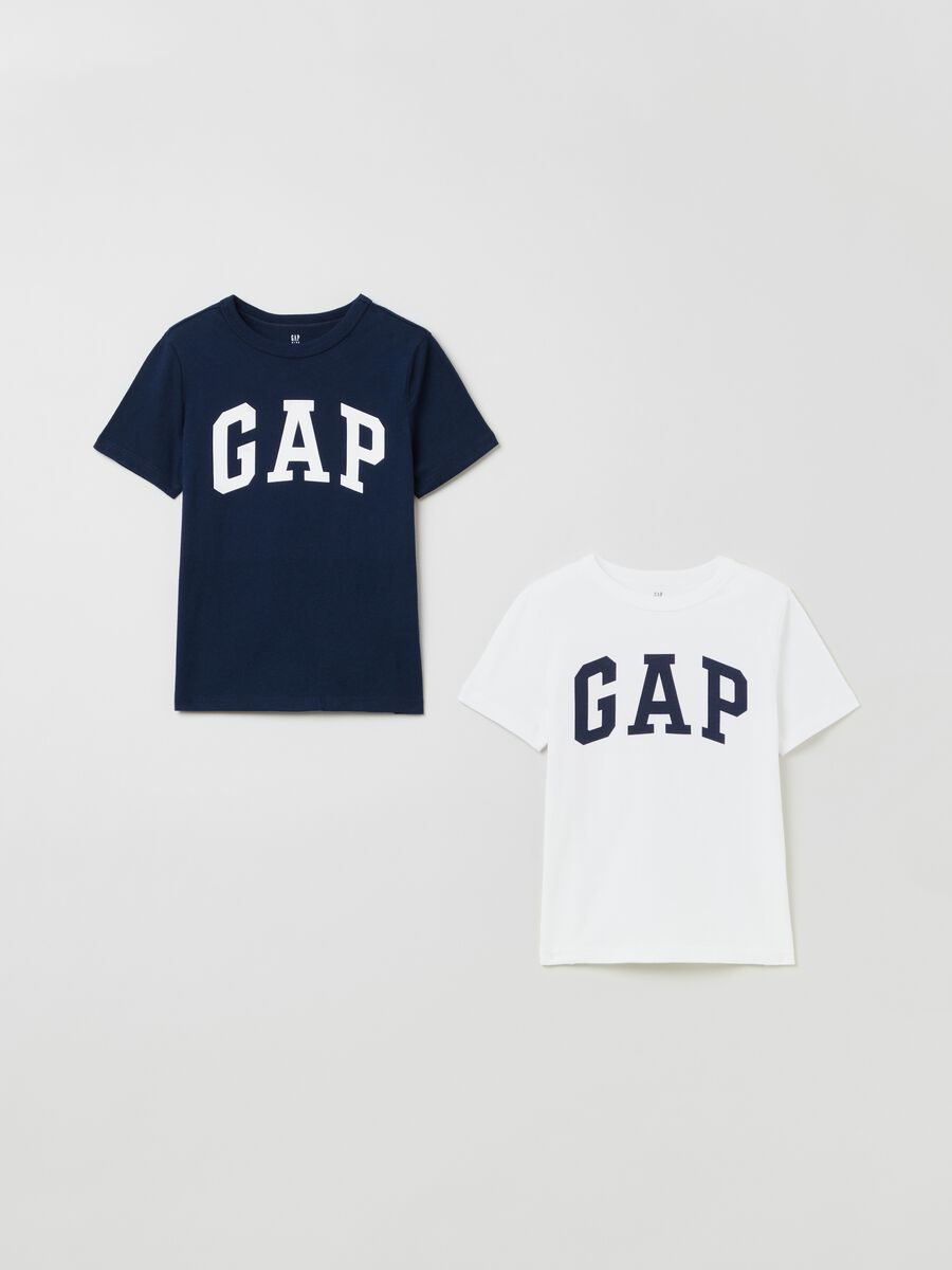 Bipack t-shirt in cotone con stampa logo Bambino_0