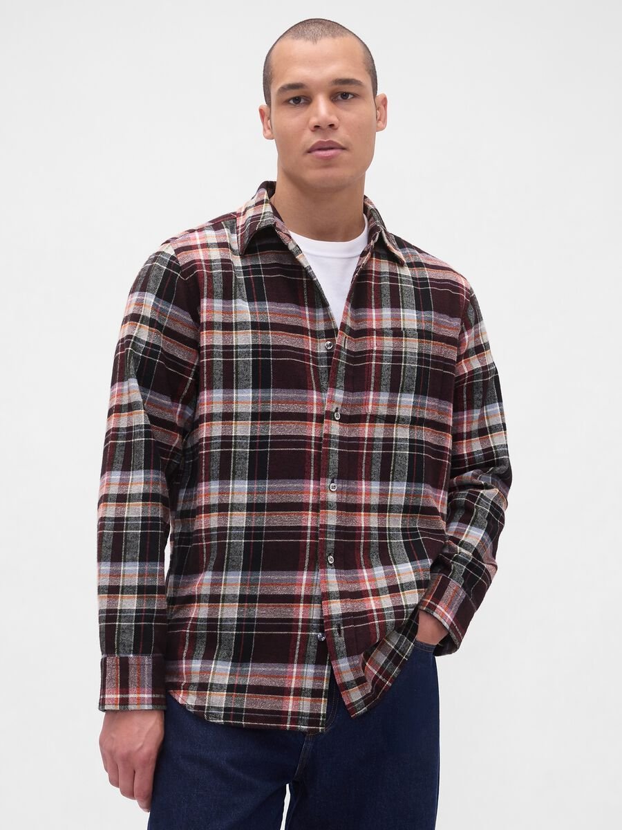 Camicia multicolor a maniche lunghe in puro cotone Uomo_0