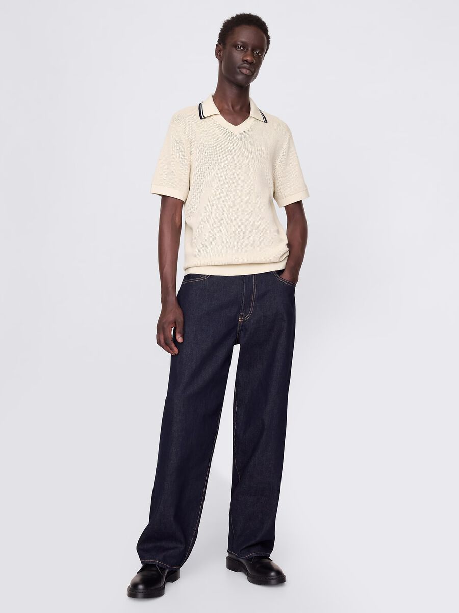 Polo traforata in cotone beige  Uomo_1