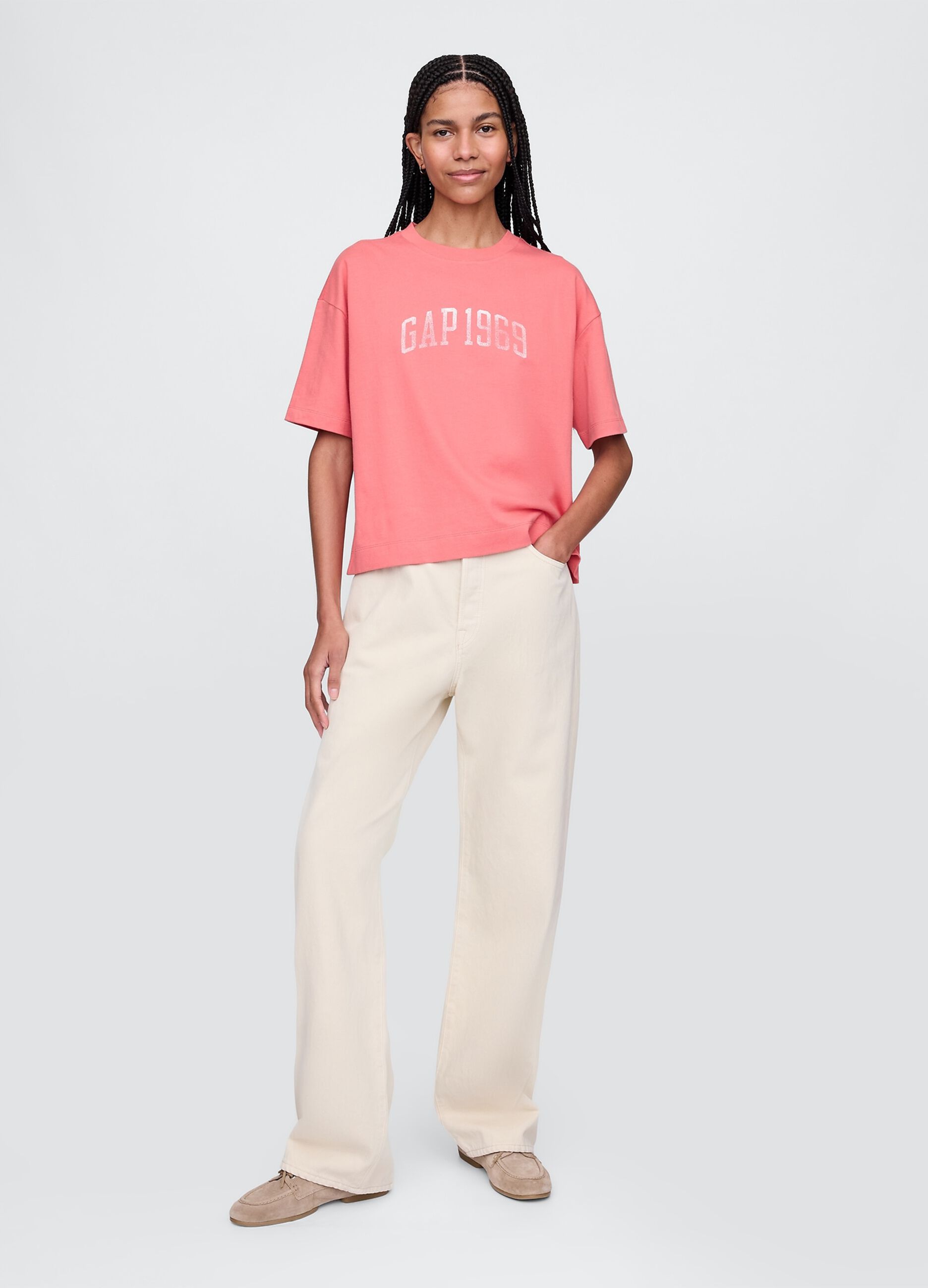 T-shirt rosa a maniche corte in cotone Gap_1