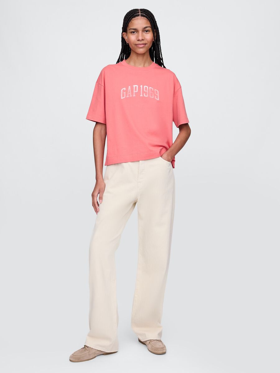 T-shirt rosa a maniche corte in cotone Gap Donna_1
