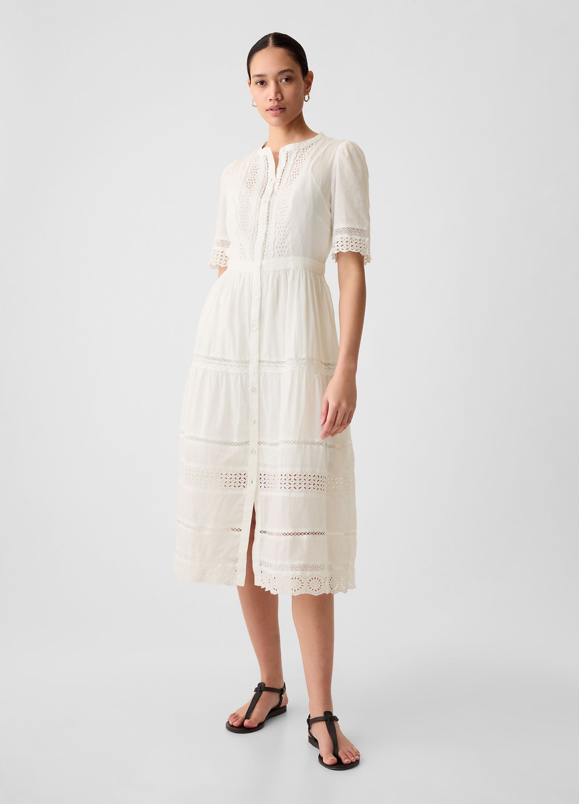 Vestito midi chemisier con pizzo_1