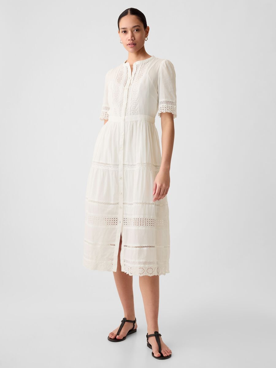 Vestito midi chemisier con pizzo Donna_1