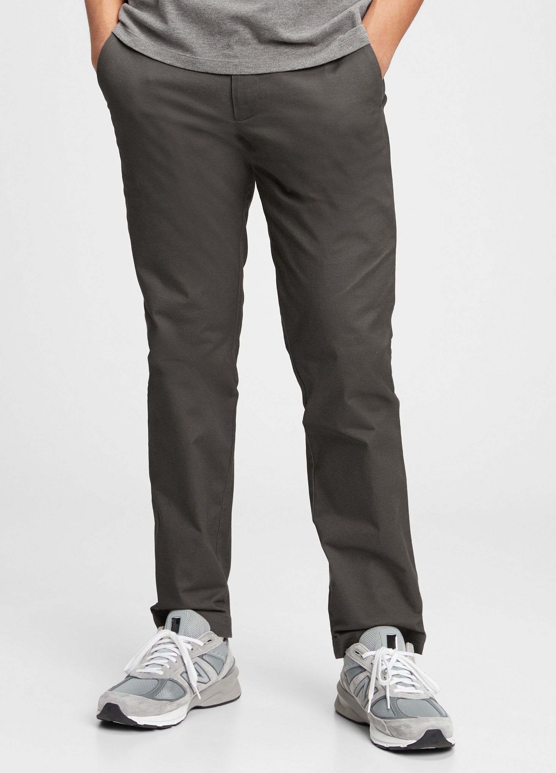 Straight-fit, stretch cotton trousers