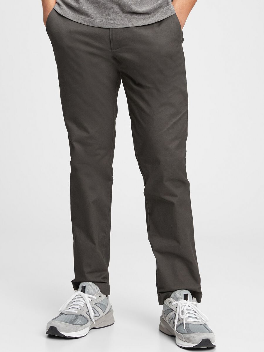 Straight-fit, stretch cotton trousers Man_0