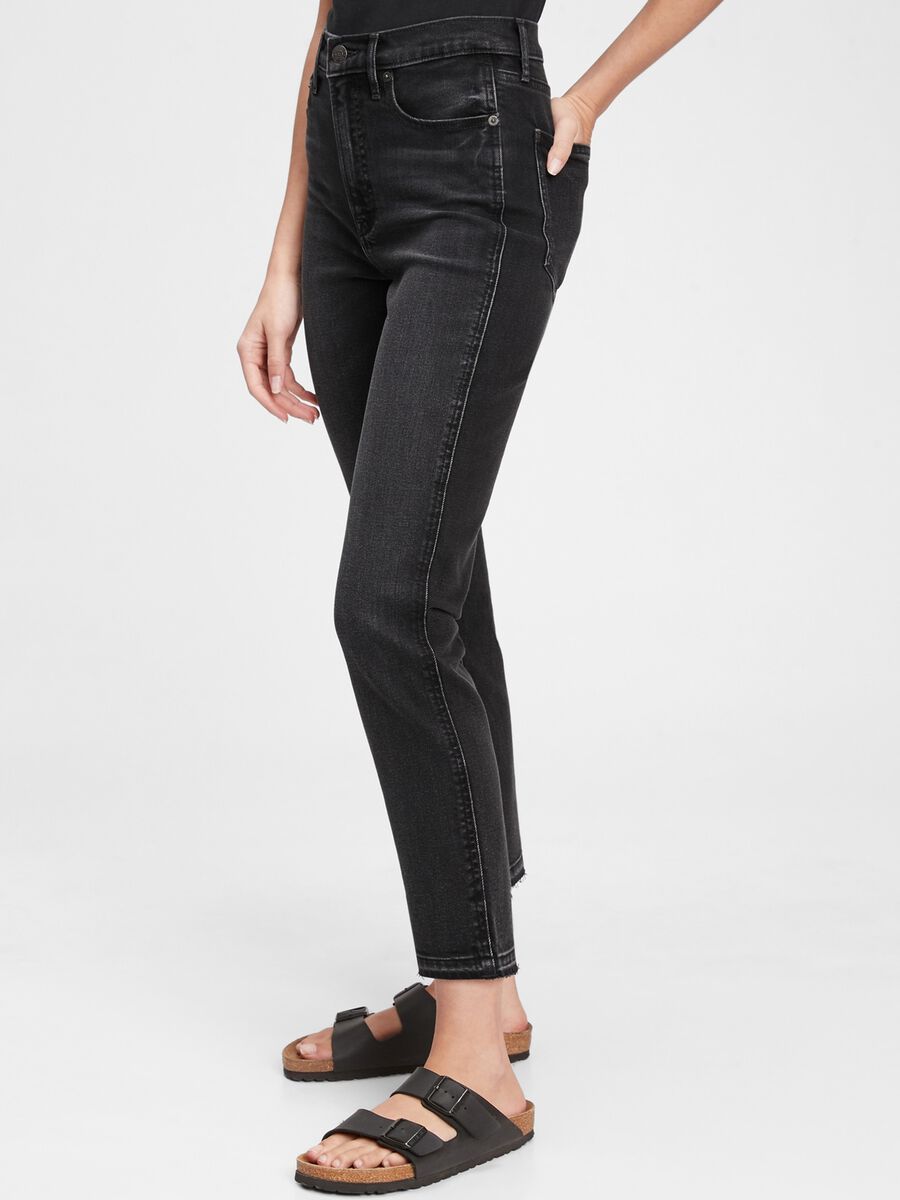 Slim-fit high-waist jeans with raw edging Woman_4