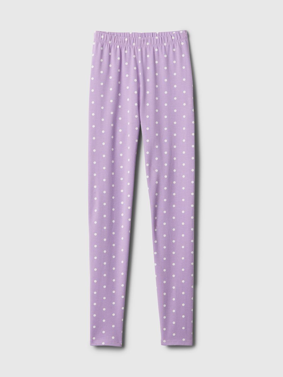 Stretch cotton polka dot leggings Girl_2