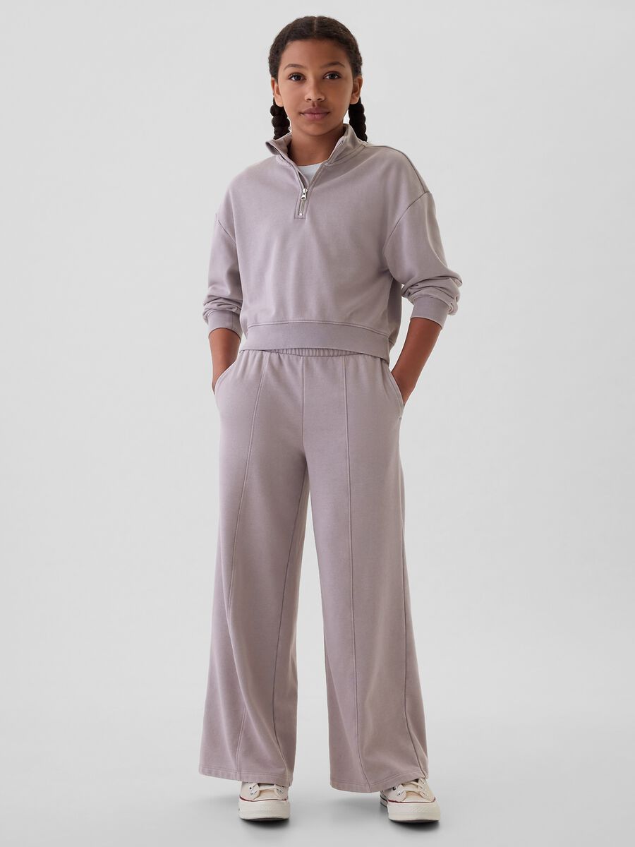 Joggers a gamba larga in felpa Bambina_0