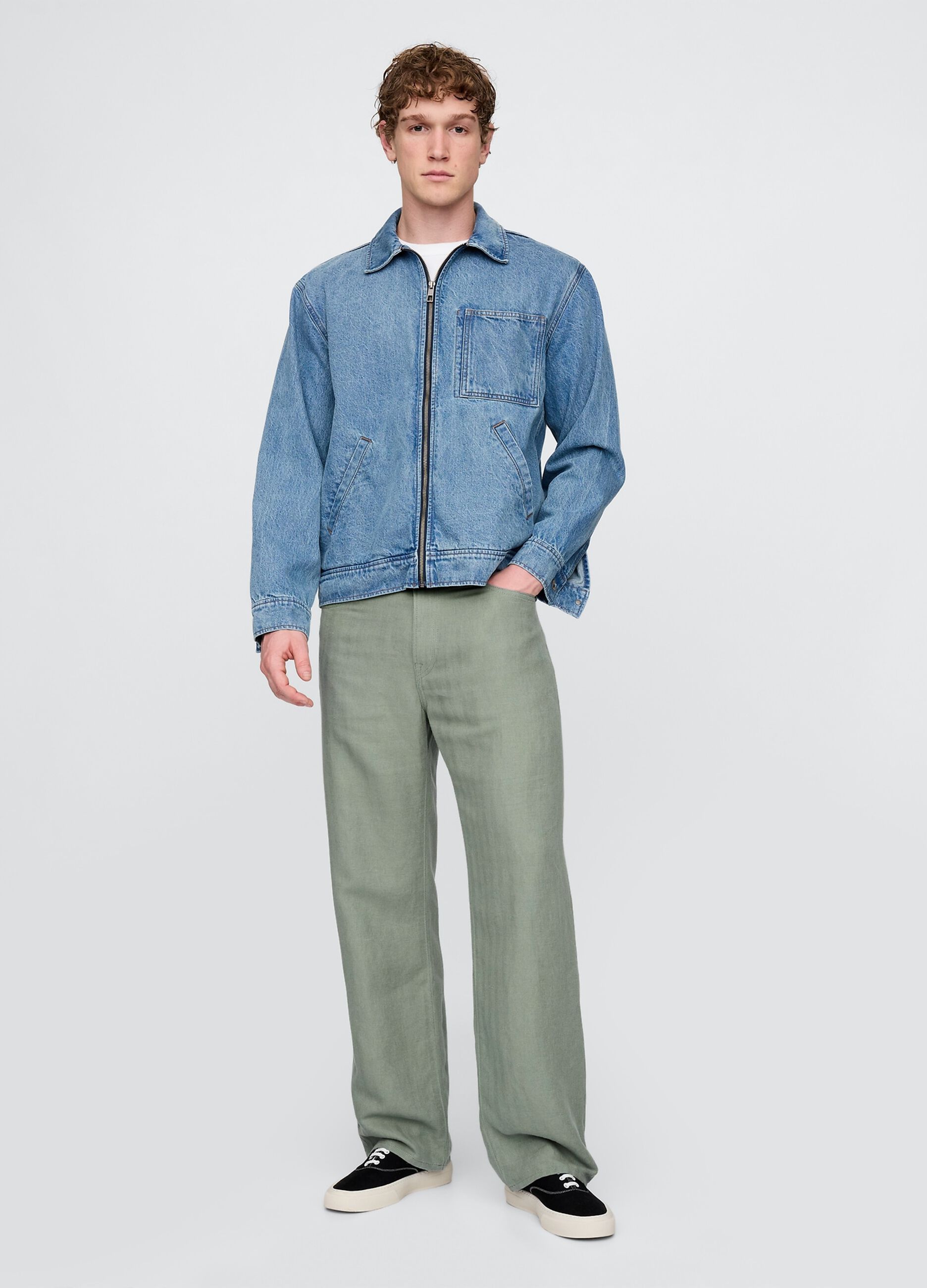 Pantaloni verde chiaro in misto tessuto