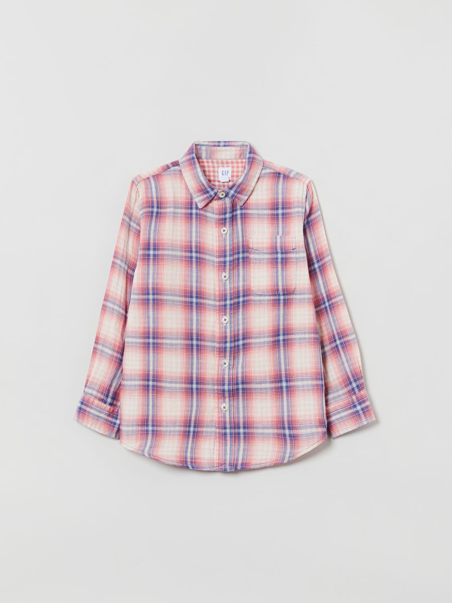 Poplin shirt with check pattern Boy_0