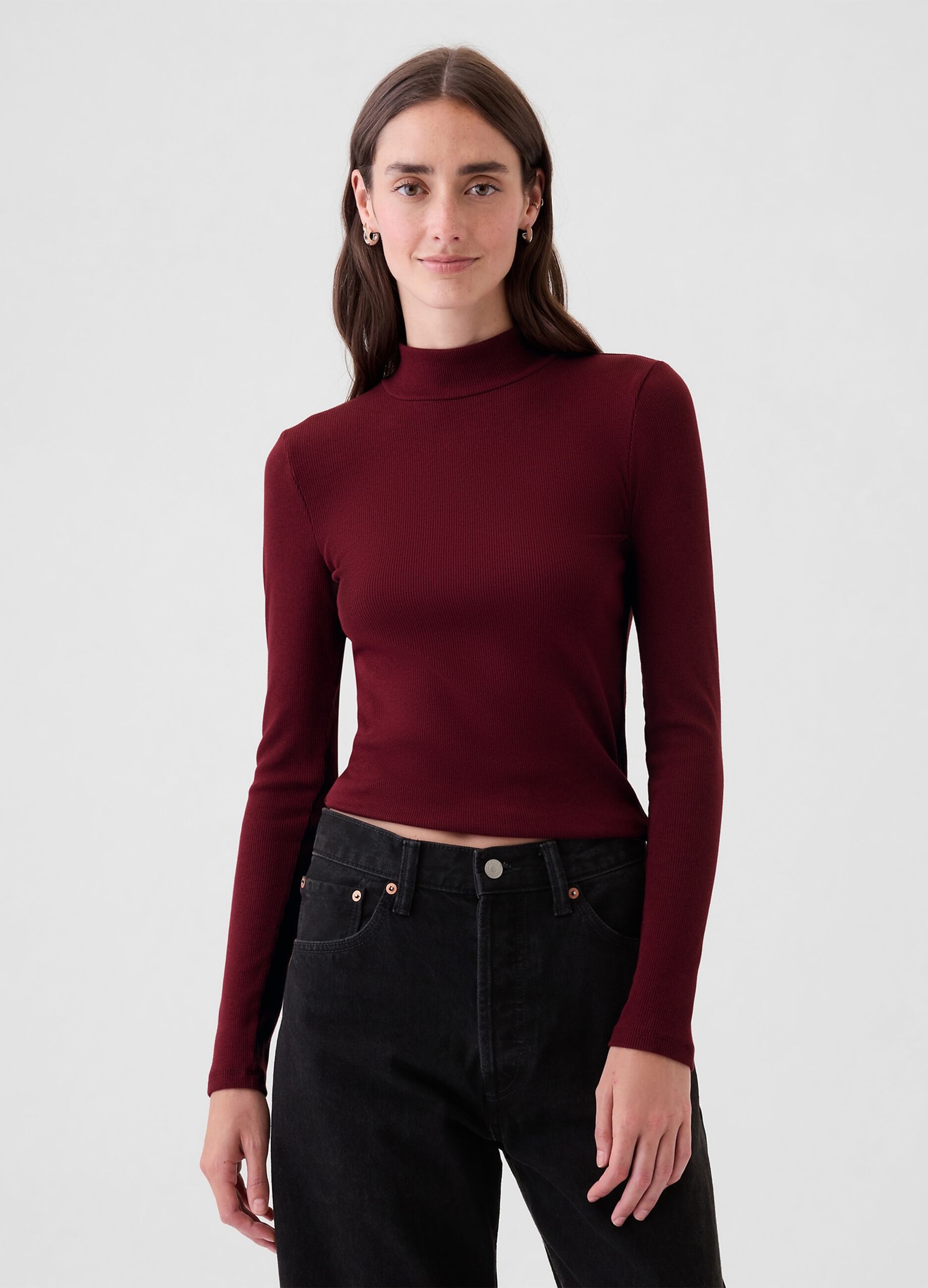 Ribbed T-shirt in stretch modal and cotton