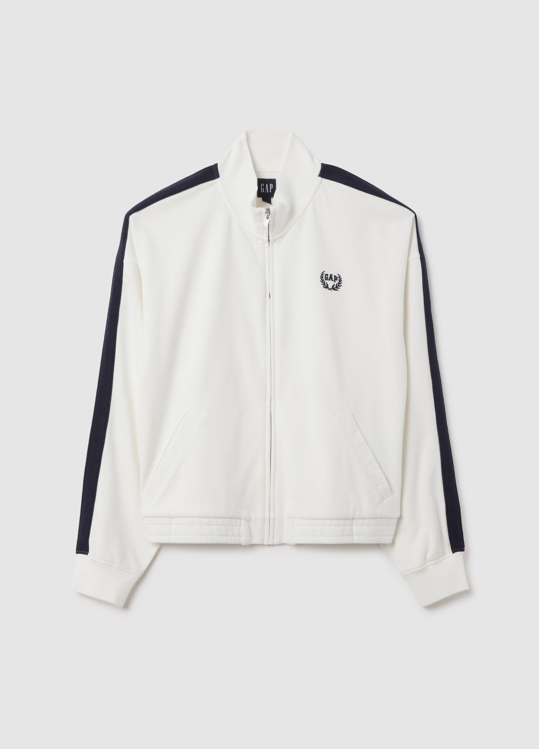 Giacca sportiva bianca con dettagli blu