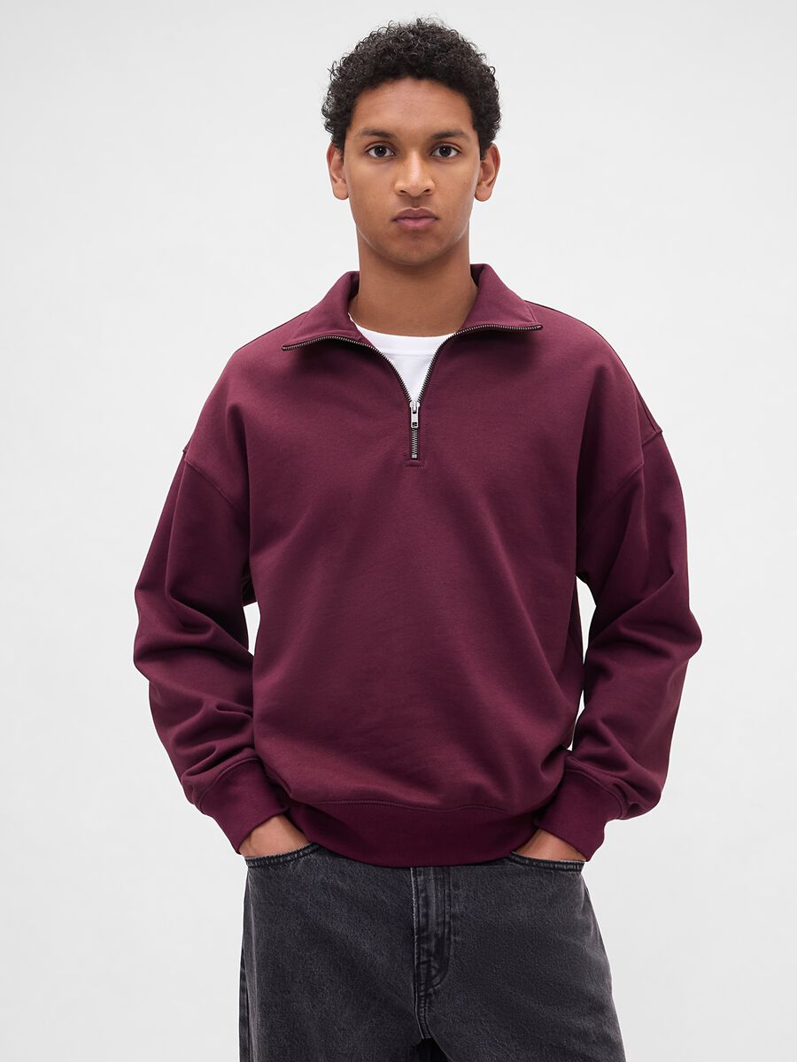 Purple Half-Zip Sweatshirt Man_1