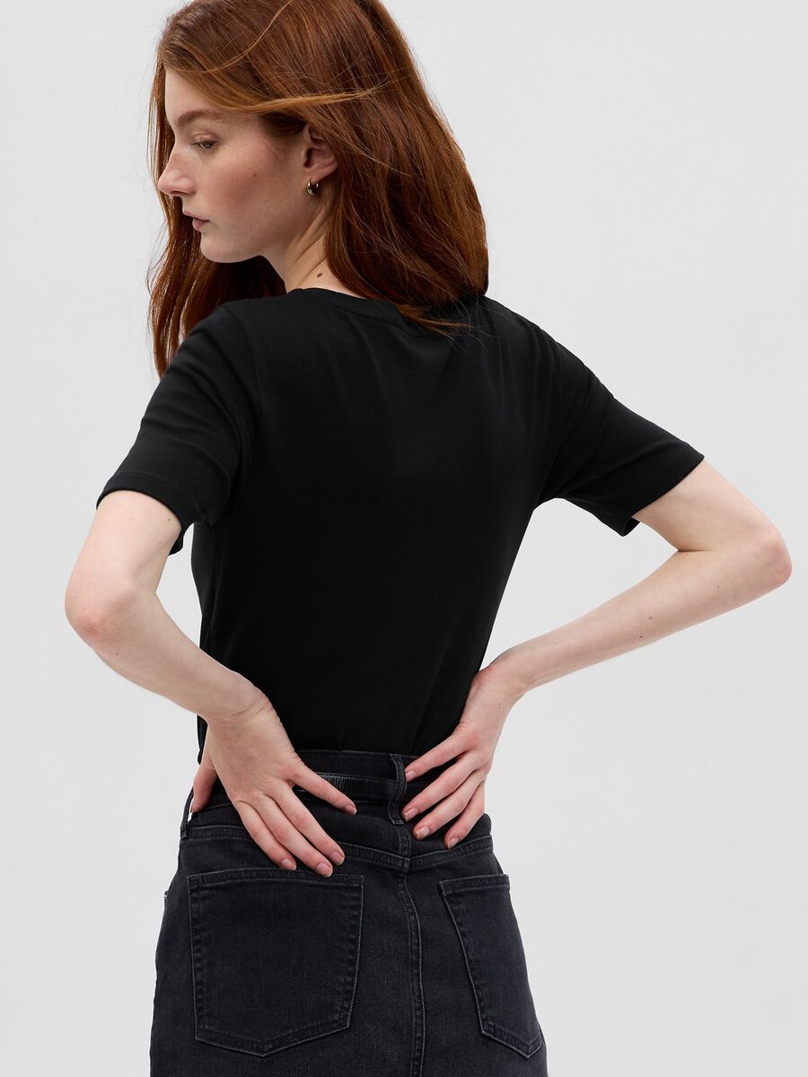 T-shirt girocollo in cotone e viscosa stretch Donna_1
