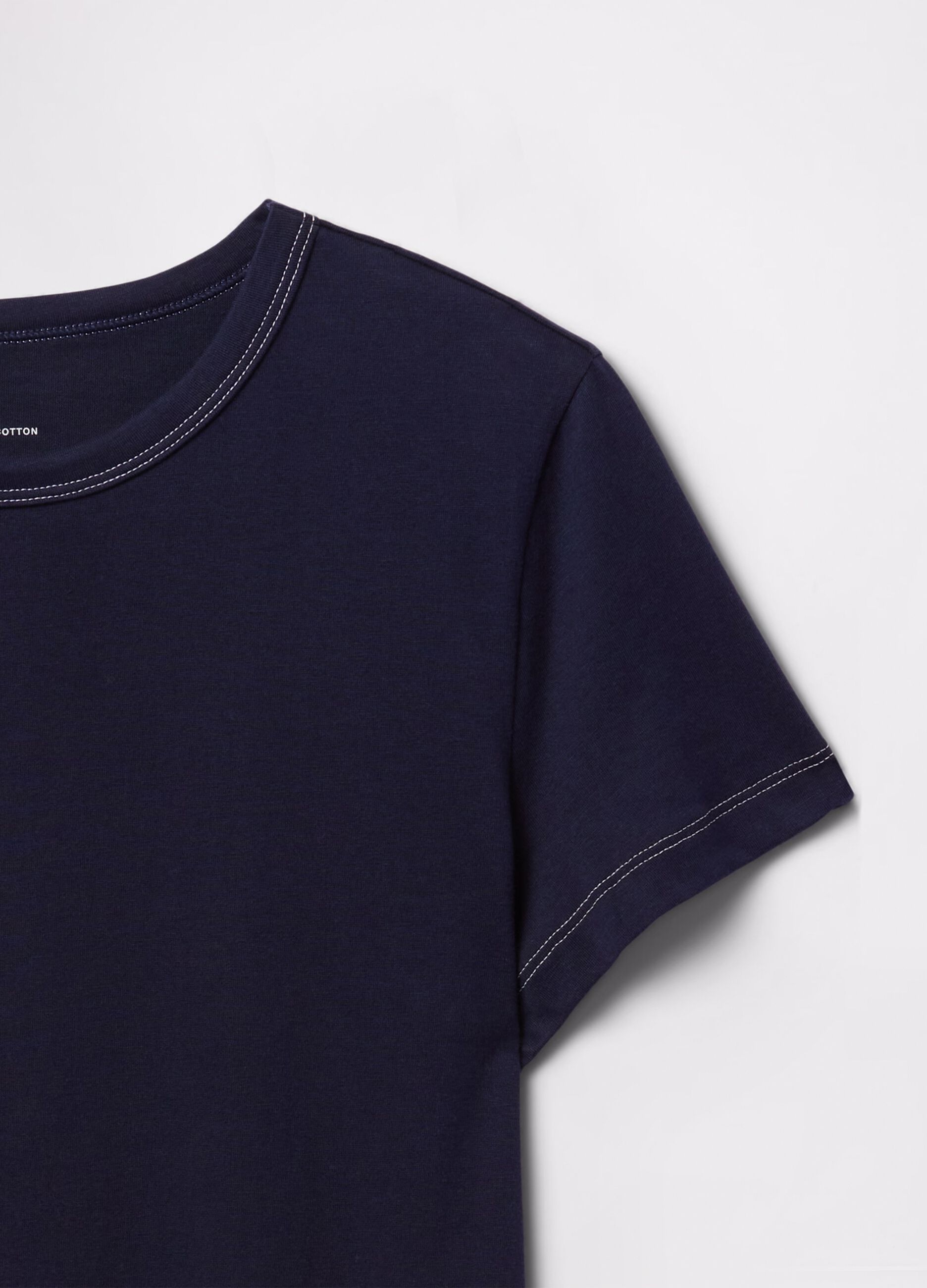 T-shirt cropped blu in cotone_4