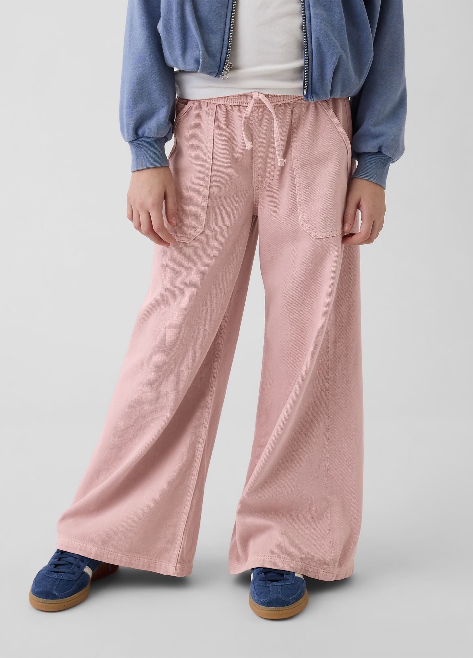 Pantaloni wide leg in puro cotone