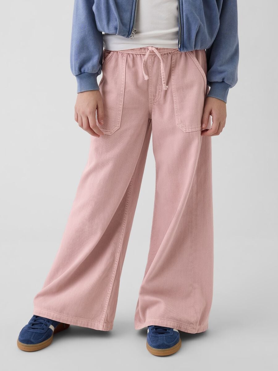 Pantaloni wide leg in puro cotone Bambina_1