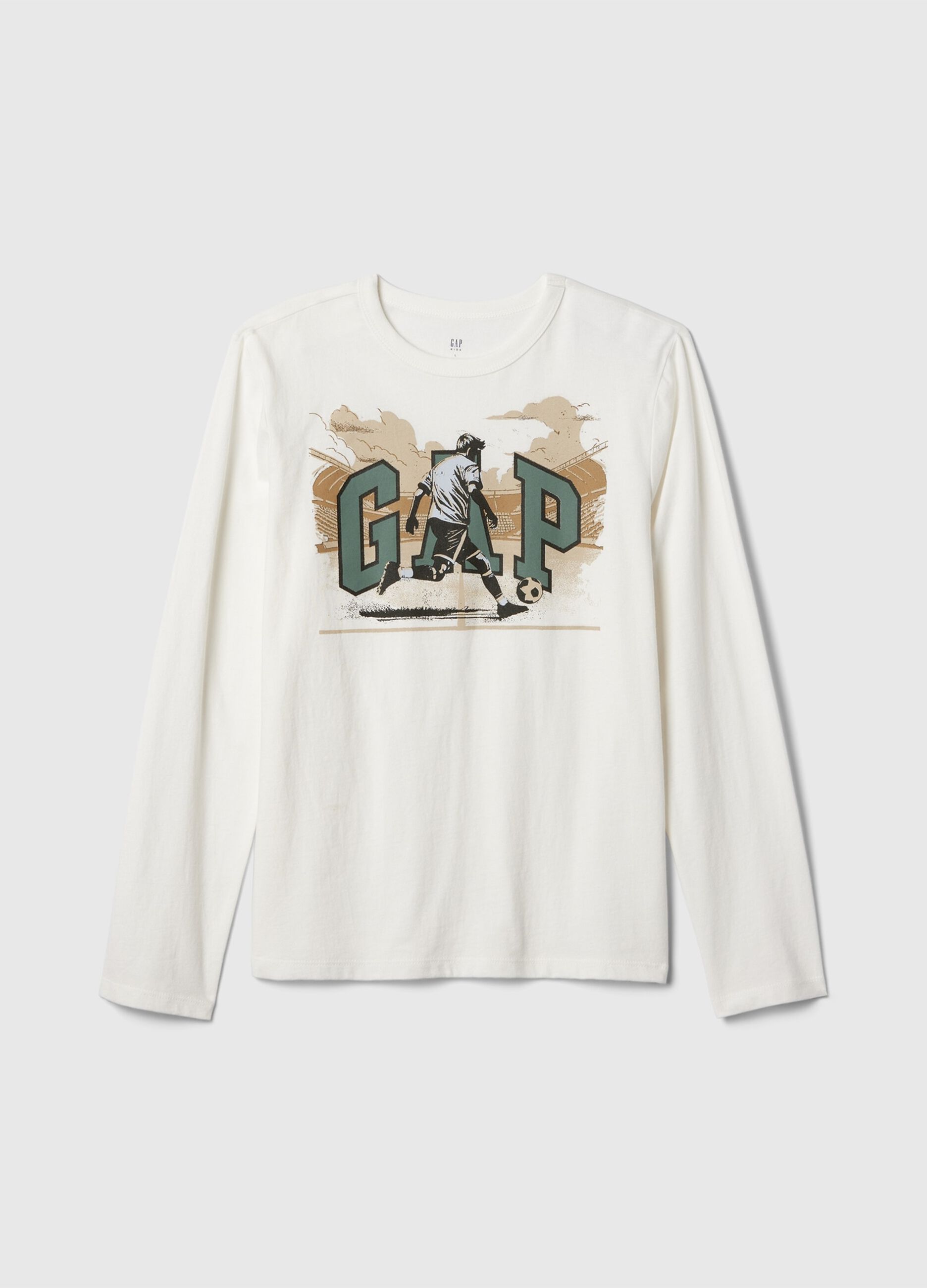 Cotton T-shirt with print and long sleeves