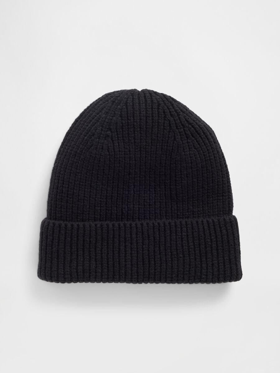 Cappello nero lavorato a maglia Uomo_0