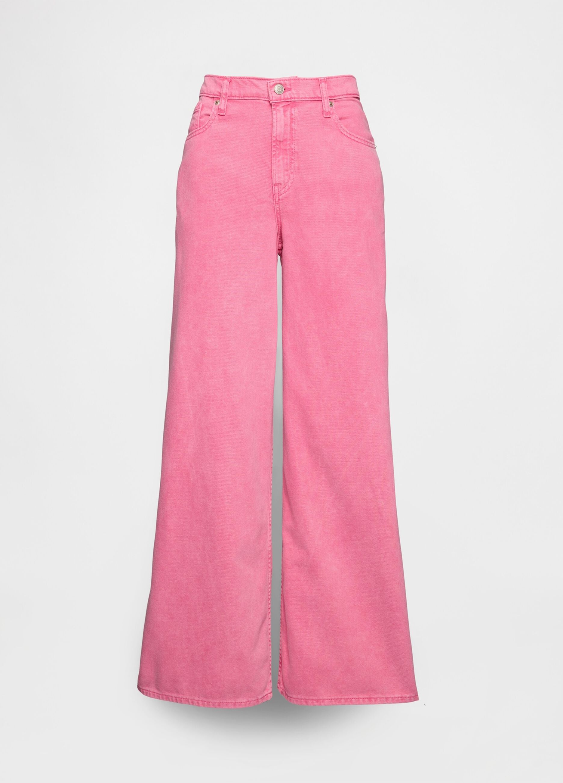 Pantaloni wide leg in denim rosa Gap_4
