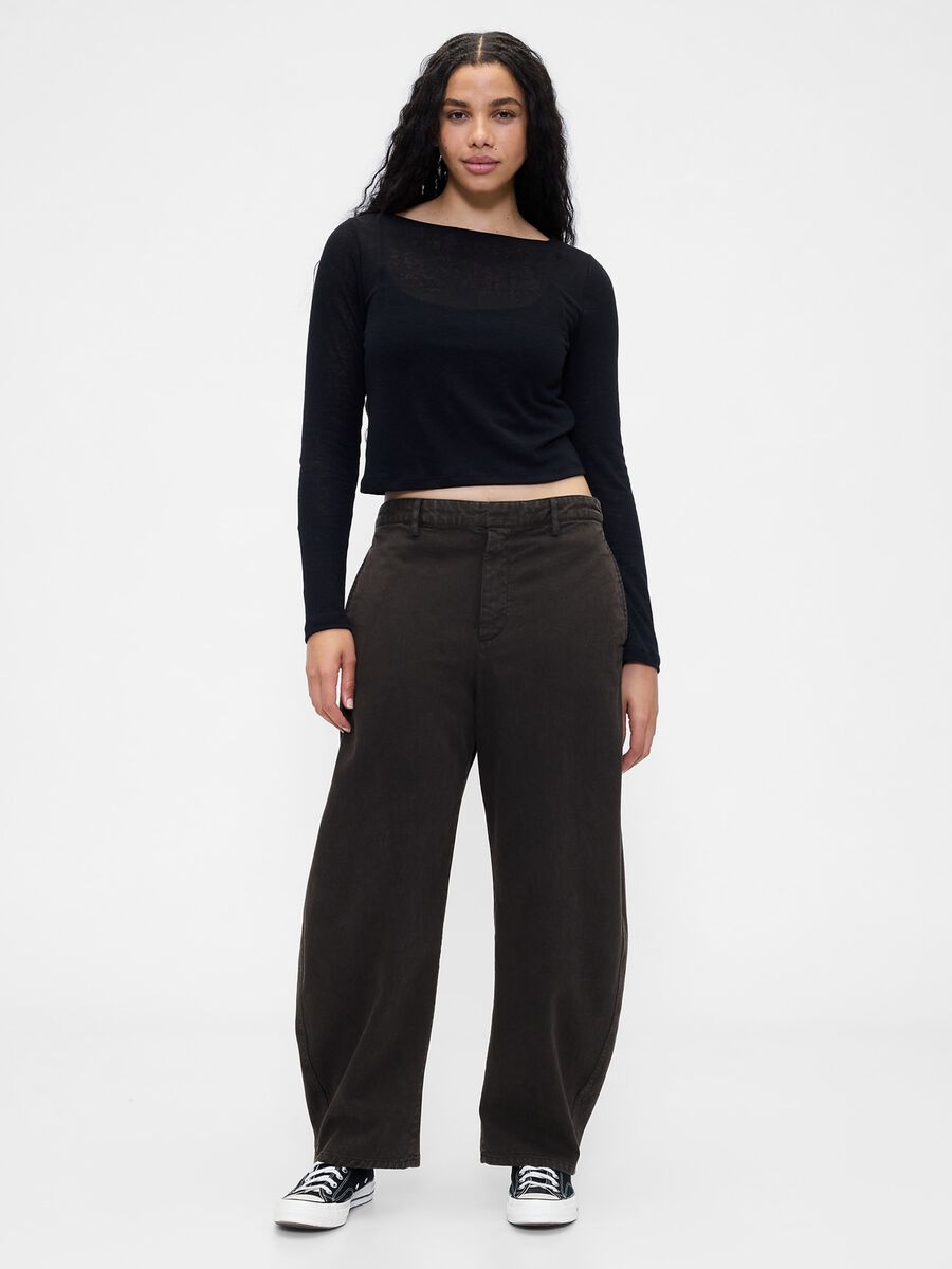 Wide Black Cotton Trousers Woman_4