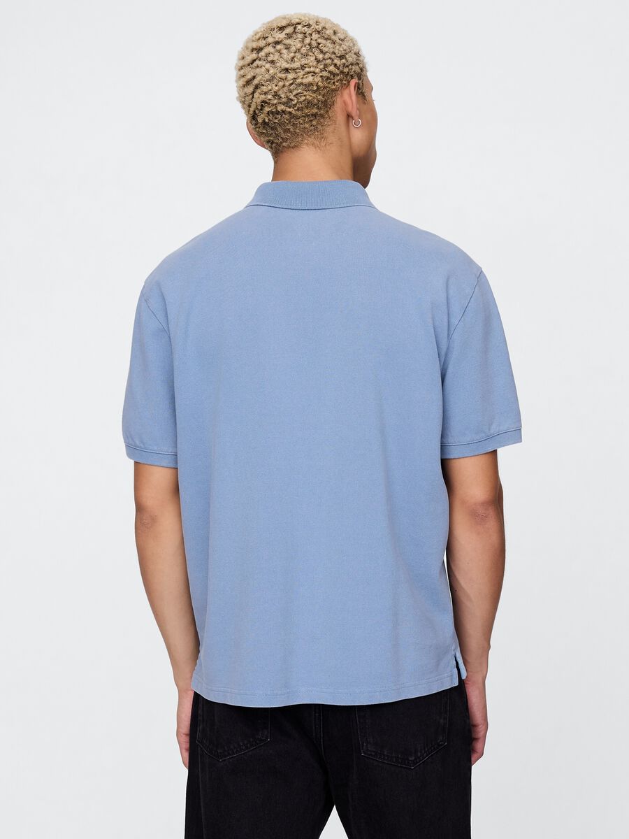 Polo a maniche corte azzurra in cotone Gap Uomo_2