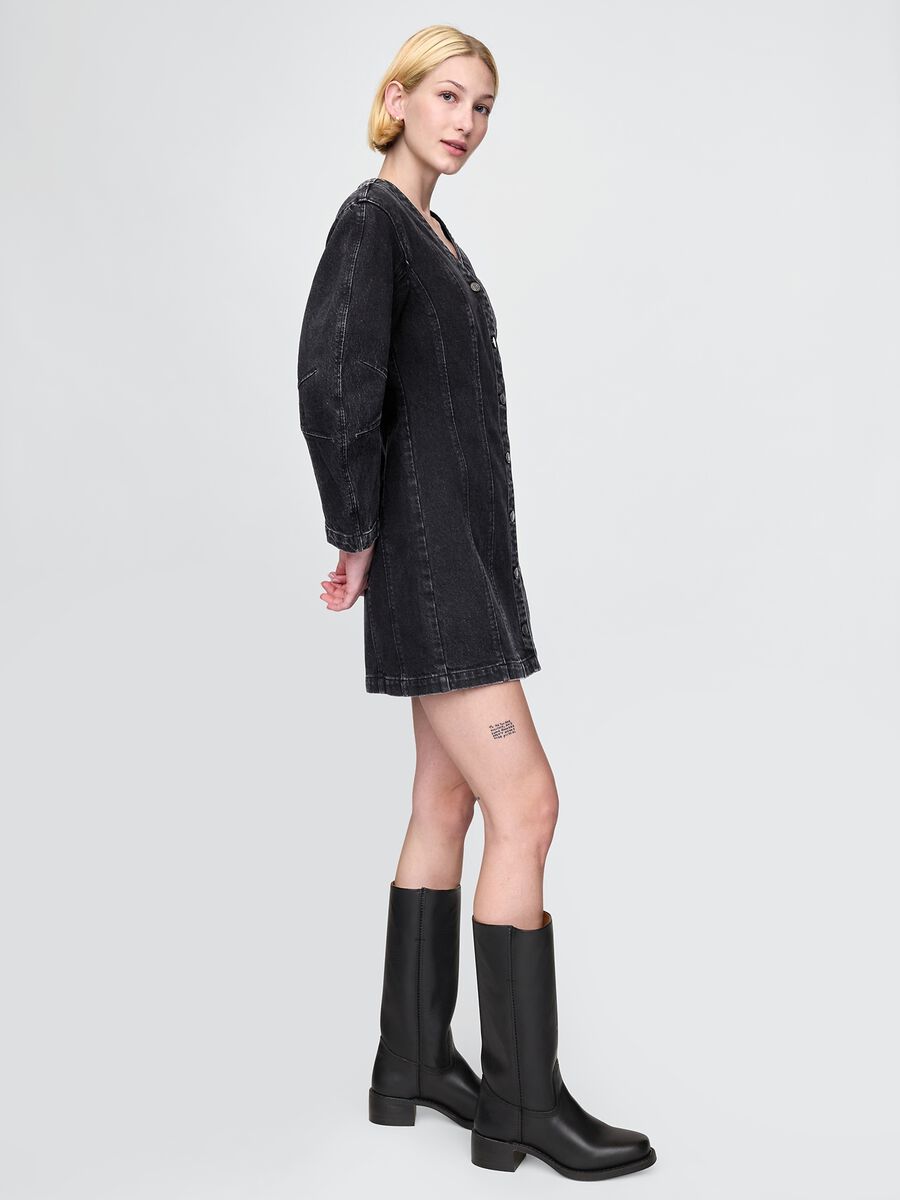 Abito denim nero con bottoni Gap Donna_1