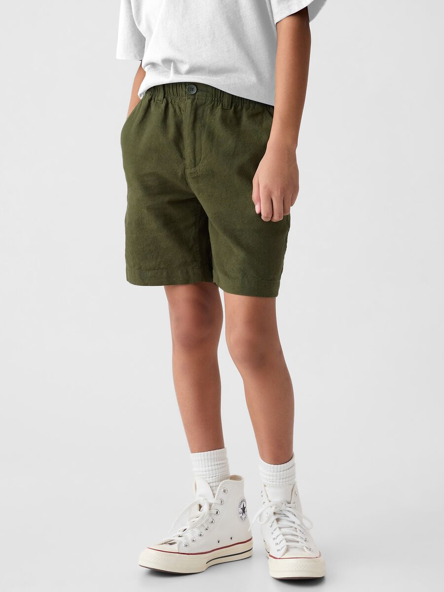 Bermuda in lino e viscosa con vita stretch Bambino_1