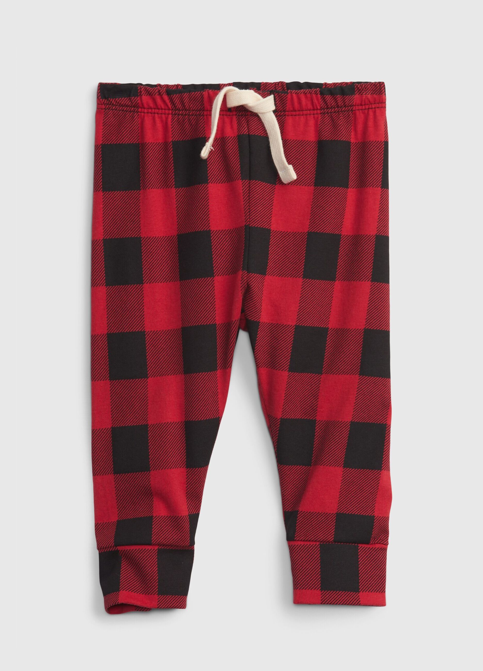 Joggers with drawstring and check pattern