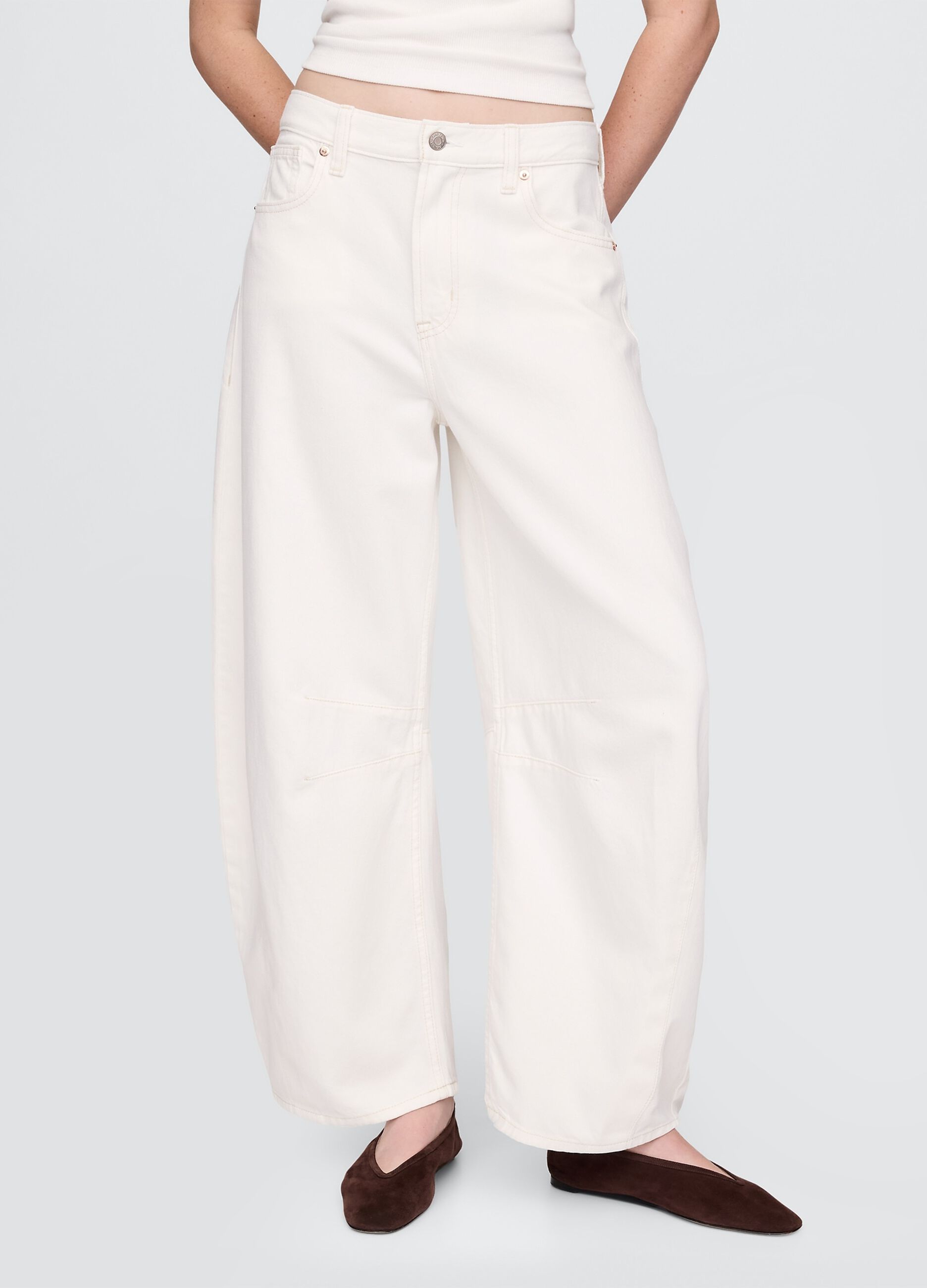 Pantaloni ampi bianchi in cotone_1
