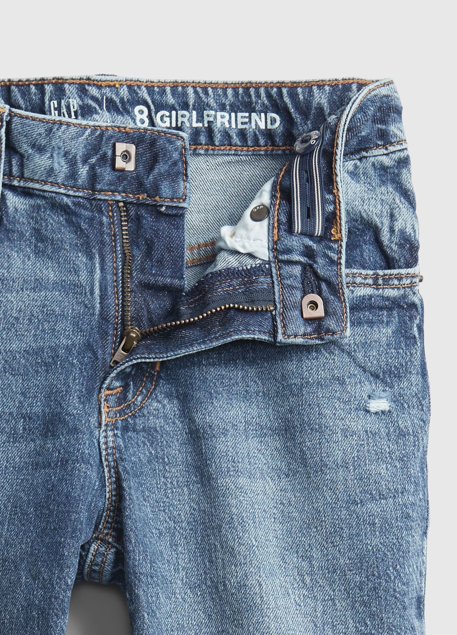 Girlfriend jeans with abrasions