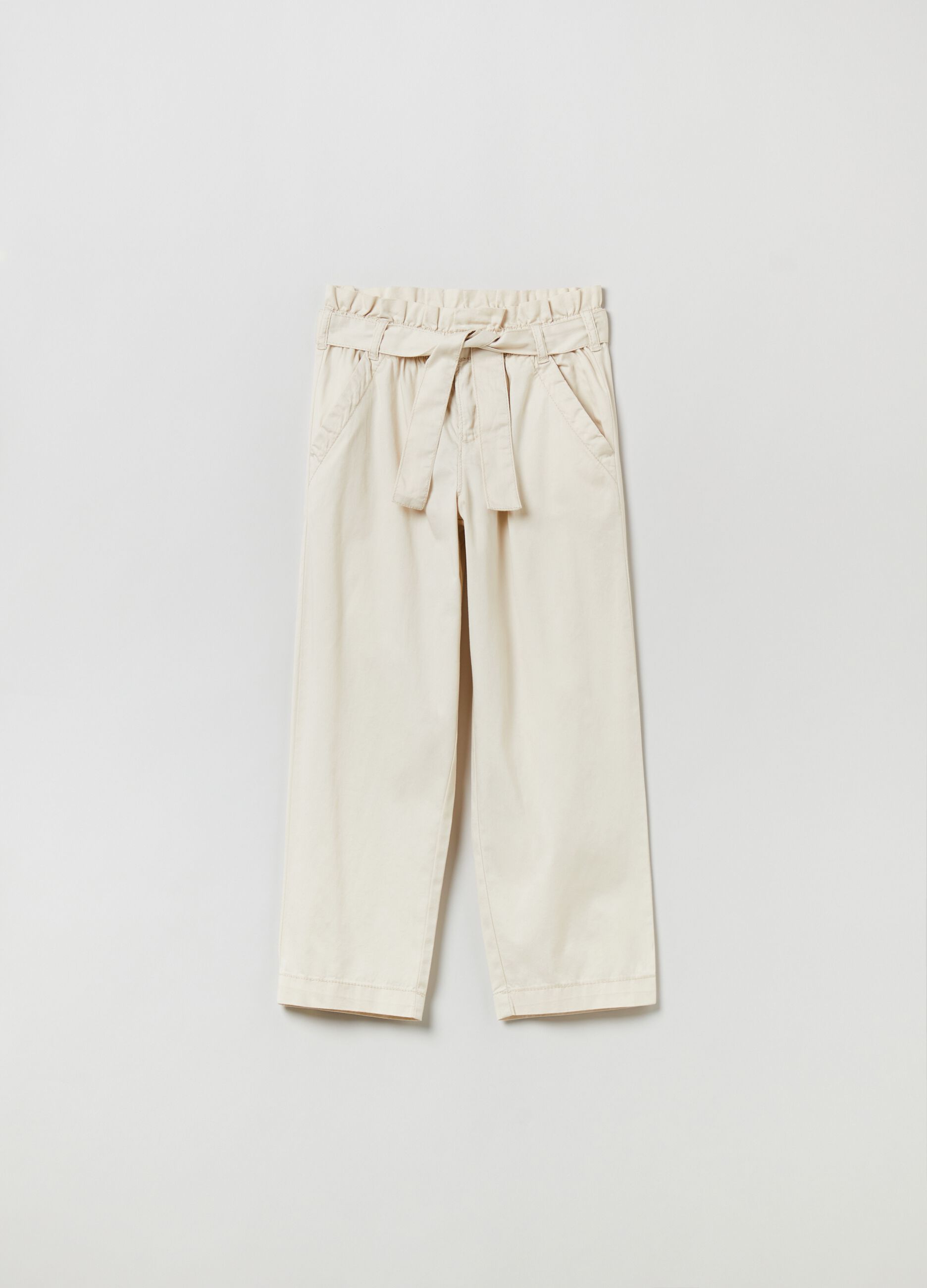 Paper bag trousers with belt