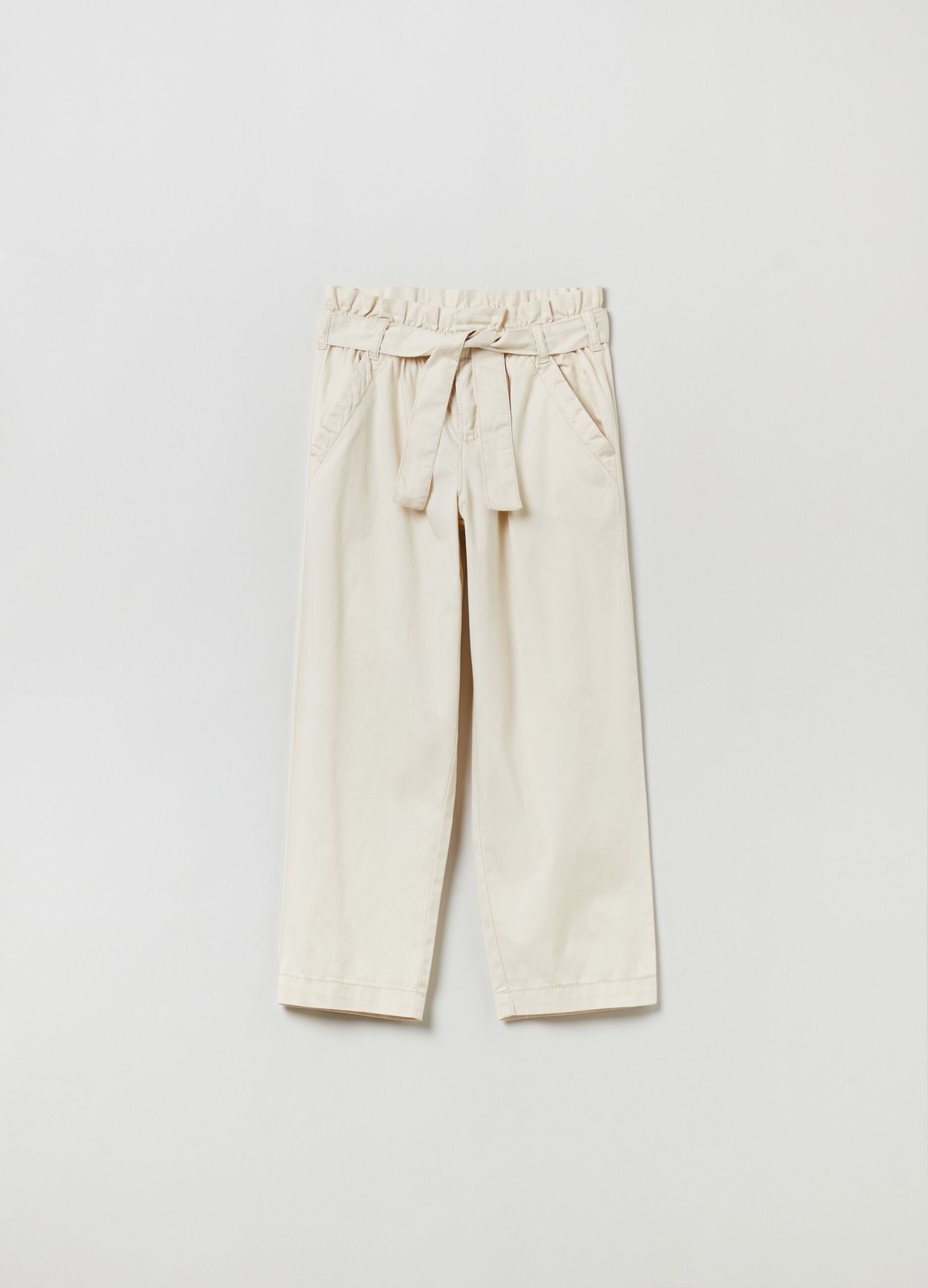 Paper bag trousers with belt