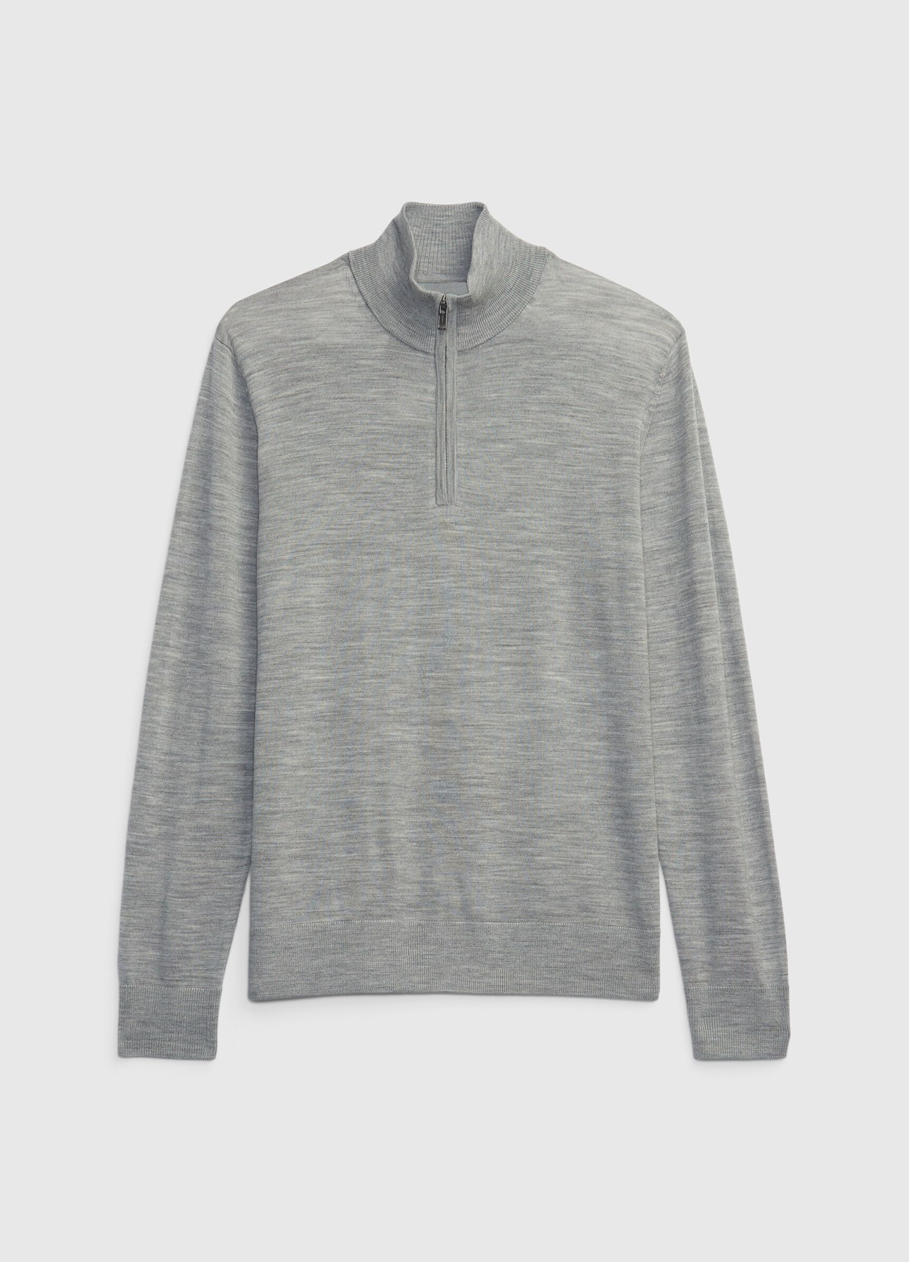 Merino wool pullover with half-zip neck_2